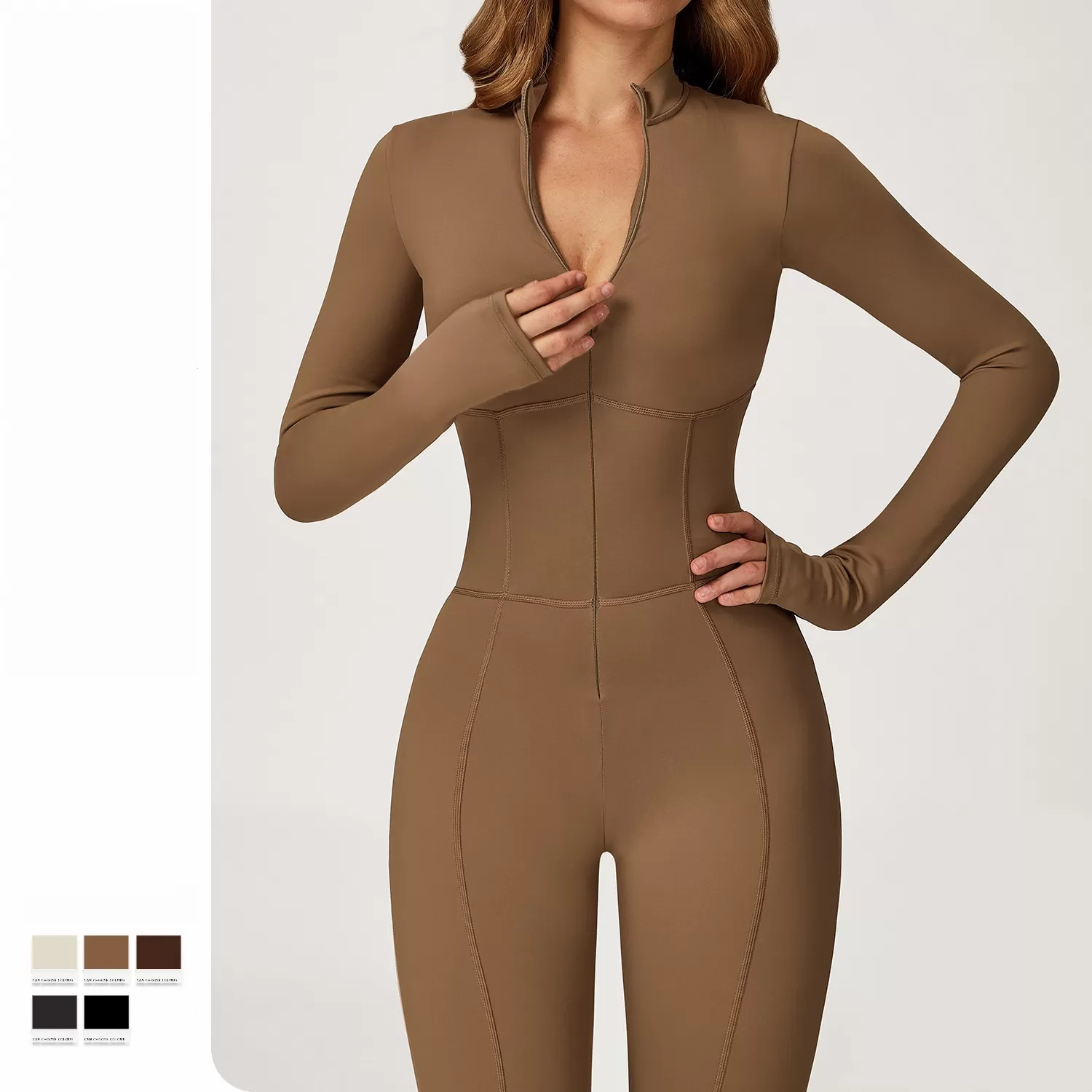 Sportswear Bodysuits Top Zip Long Gym Yoga One Piece Workout Fitness Jumpsuits for Women FGBDLT5050