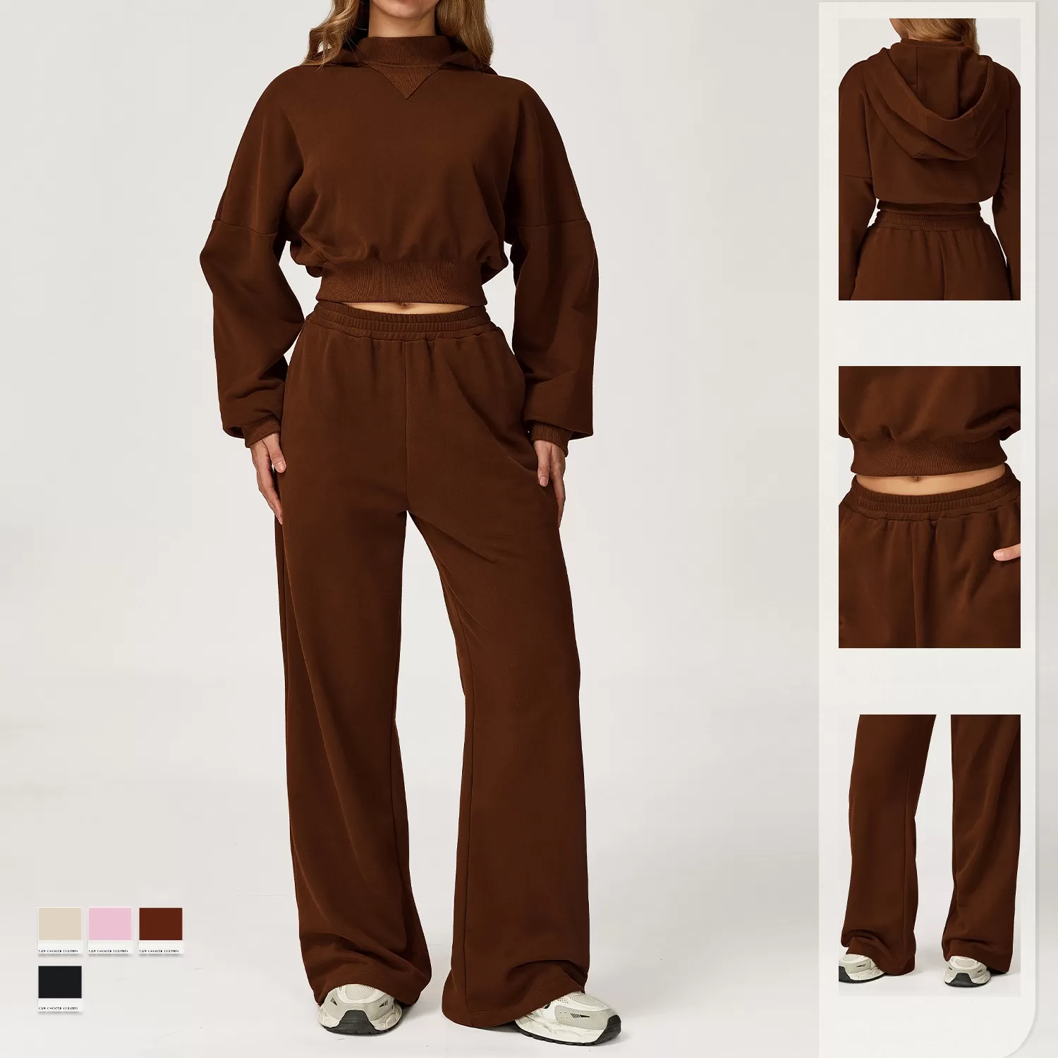 Women's Slim Long Sleeve 2-Piece Casual Athletic Set Comfortable Fitness Running Yoga  Sweatshirt with High Waist FGBTZ4507