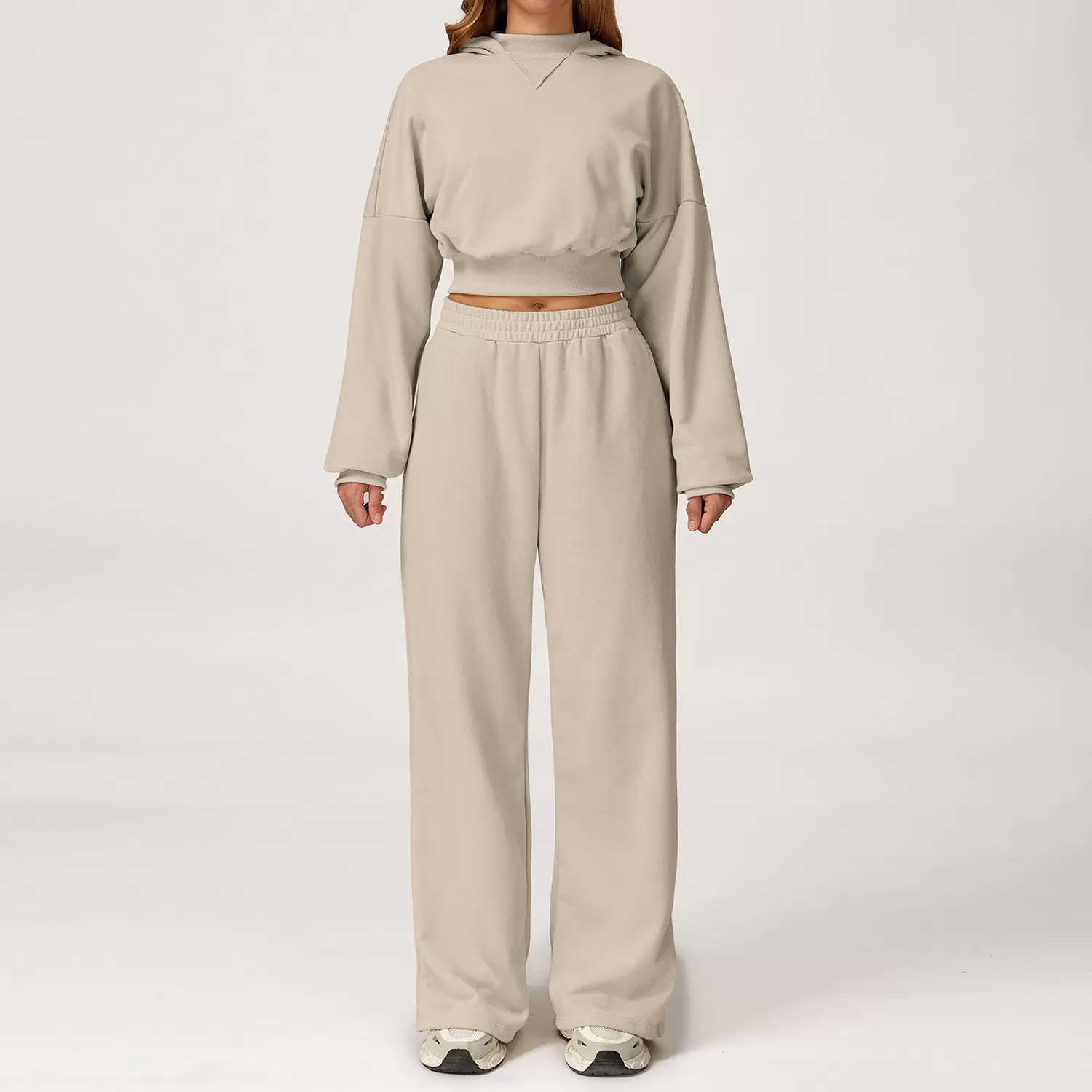 Women's Slim Long Sleeve 2-Piece Casual Athletic Set Comfortable Fitness Running Yoga  Sweatshirt with High Waist FGBTZ4507