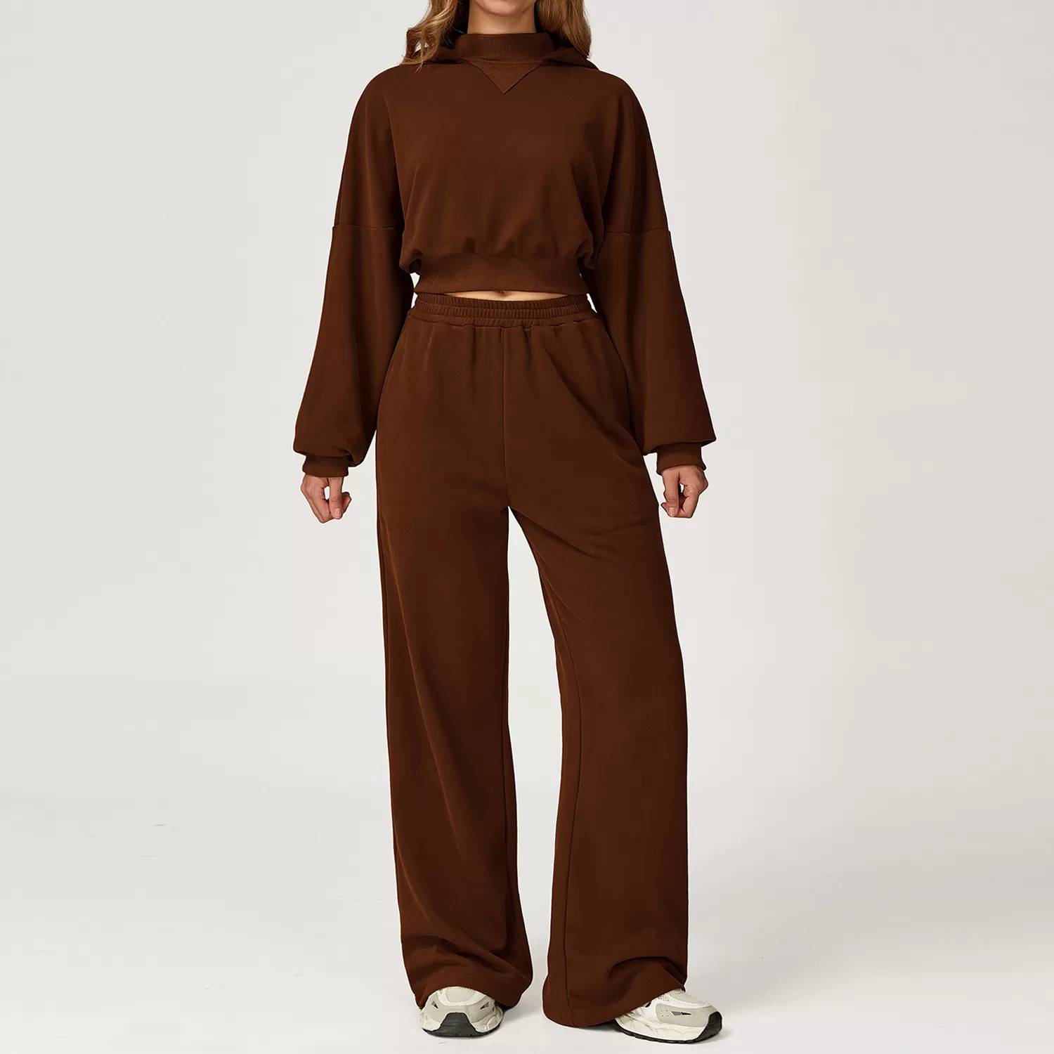 Women's Slim Long Sleeve 2-Piece Casual Athletic Set Comfortable Fitness Running Yoga  Sweatshirt with High Waist FGBTZ4507