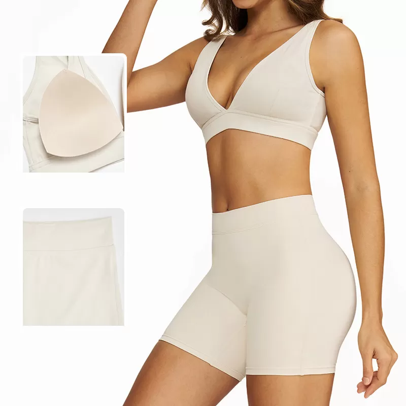 Yoga 4 Piece Sets Activewear Elastic Sports Bra Butt Lift Leggings Women Workout Set FGBTZ4507