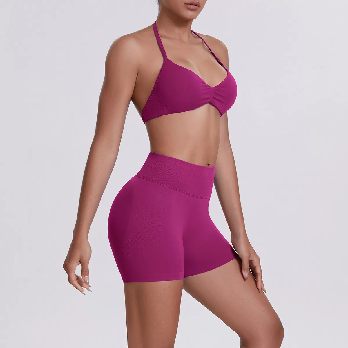 2 Piece Tracksuit Set Gym Running Yoga Sportswear Sports Bra Crop Tank High Waist Shorts Workout Outfits for Women FGB6702+6688