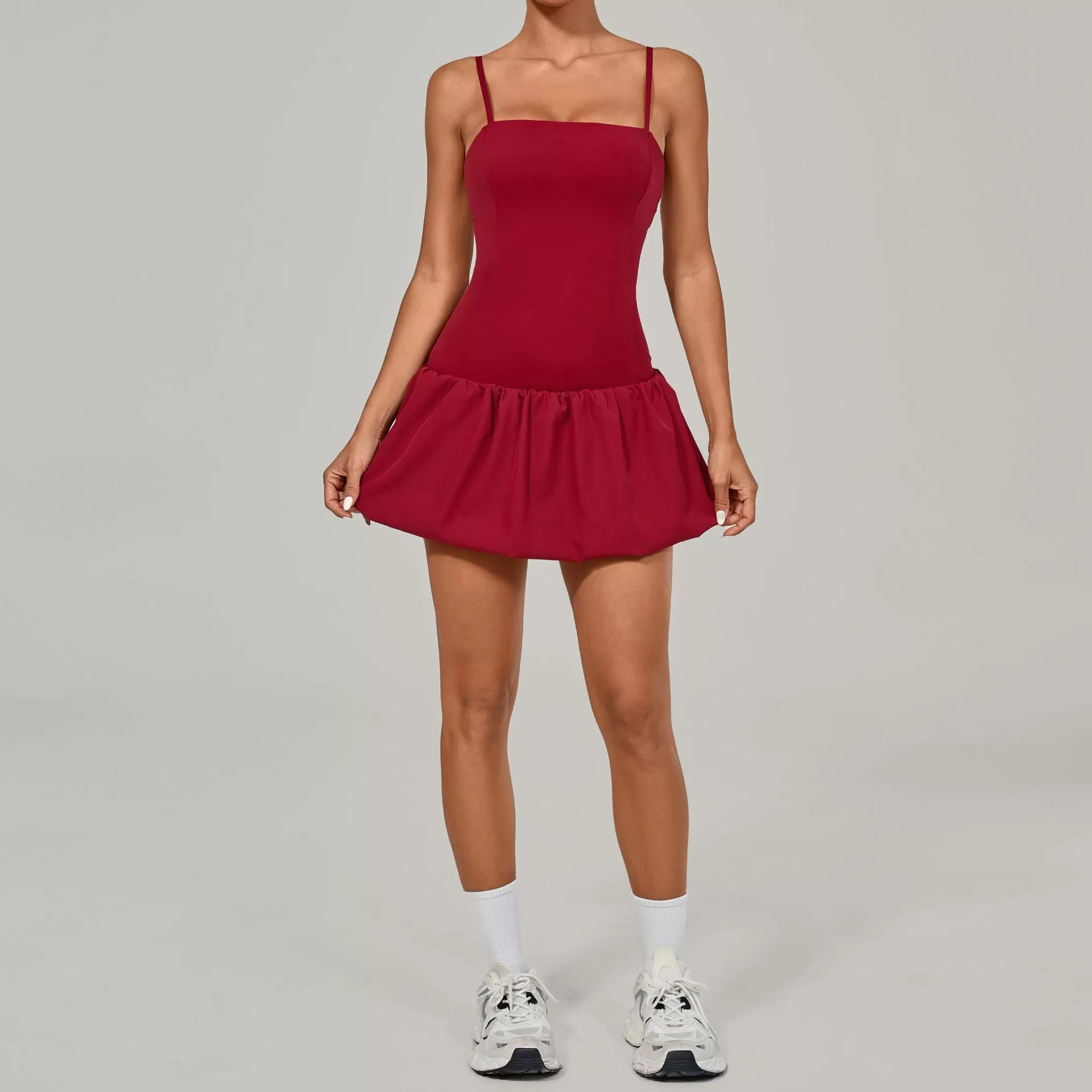 Yoga Clothing Wear Flower Bud Women's Dresses Suspenders Sportswear Tennis Dress with Anti Peeking Shorts FGB7155