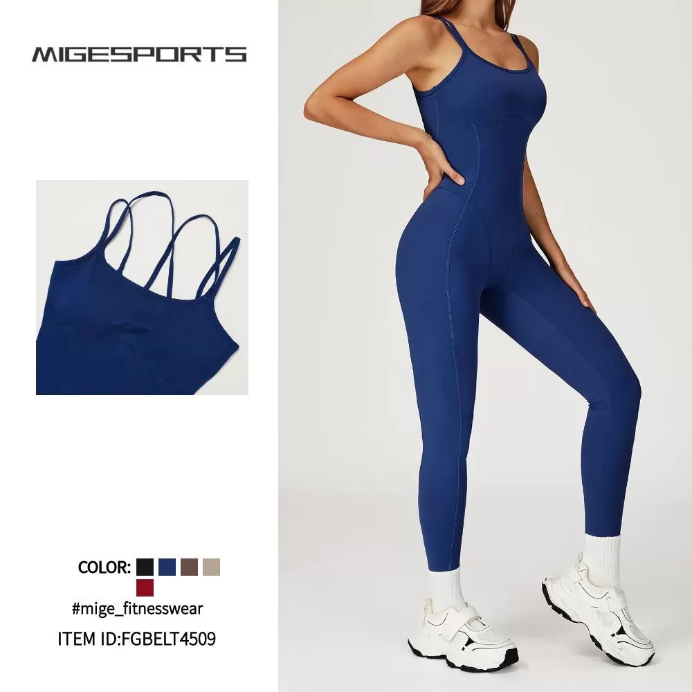 Gym Clothes Women Tummy Control Tight Sexy Yoga Fitness Wear One Pieces Bodysuit Sport Fitness Jumpsuit for Women FGBELT4509