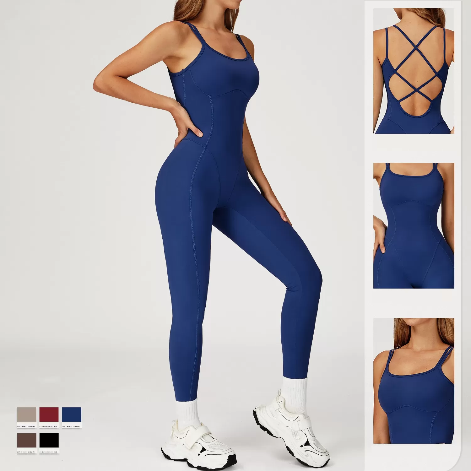 Gym Clothes Women Tummy Control Tight Sexy Yoga Fitness Wear One Pieces Bodysuit Sport Fitness Jumpsuit for Women FGBELT4509