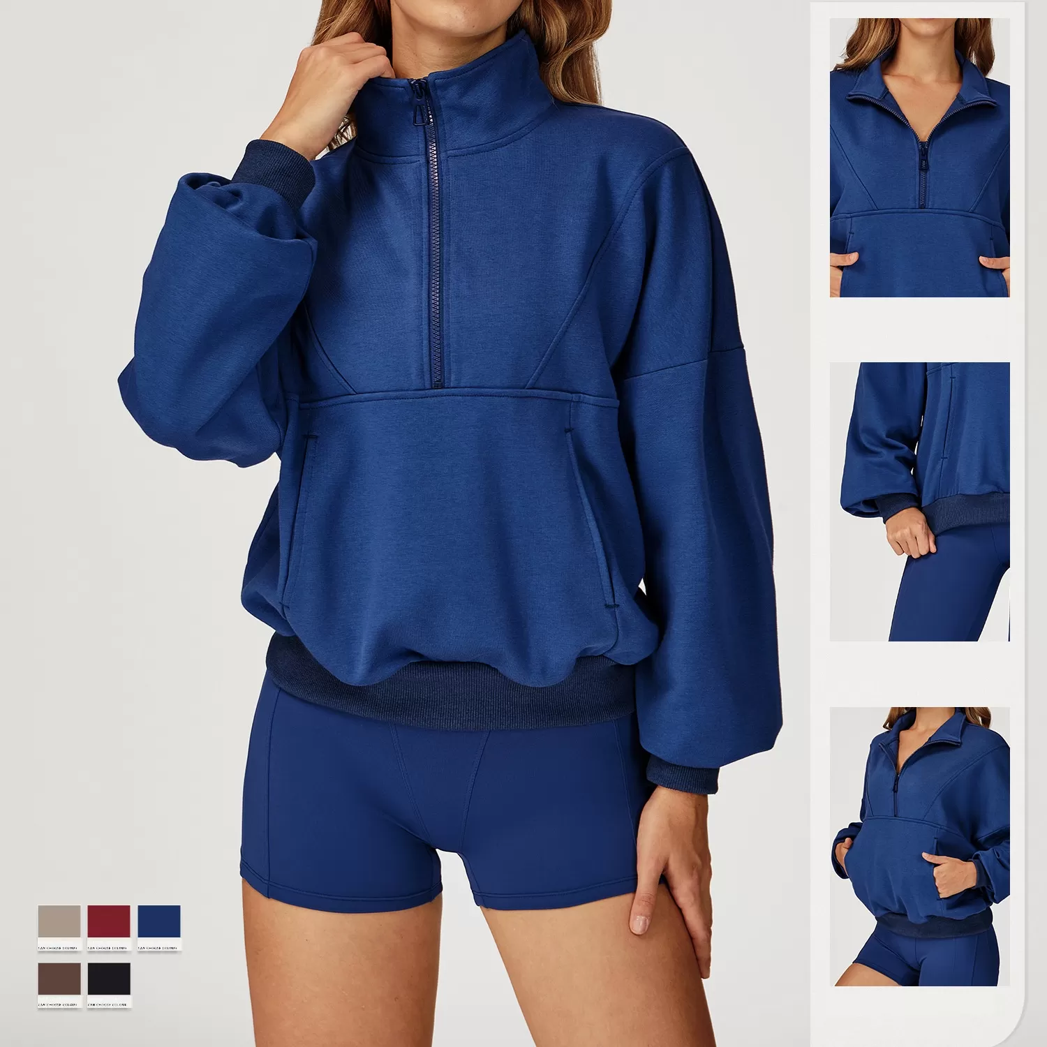 New Style Nude Feeling Casual Quick Drying Yoga Tops Slimming Half-zipper Fitness Long Sleeves T-shirt FGBEWY4509