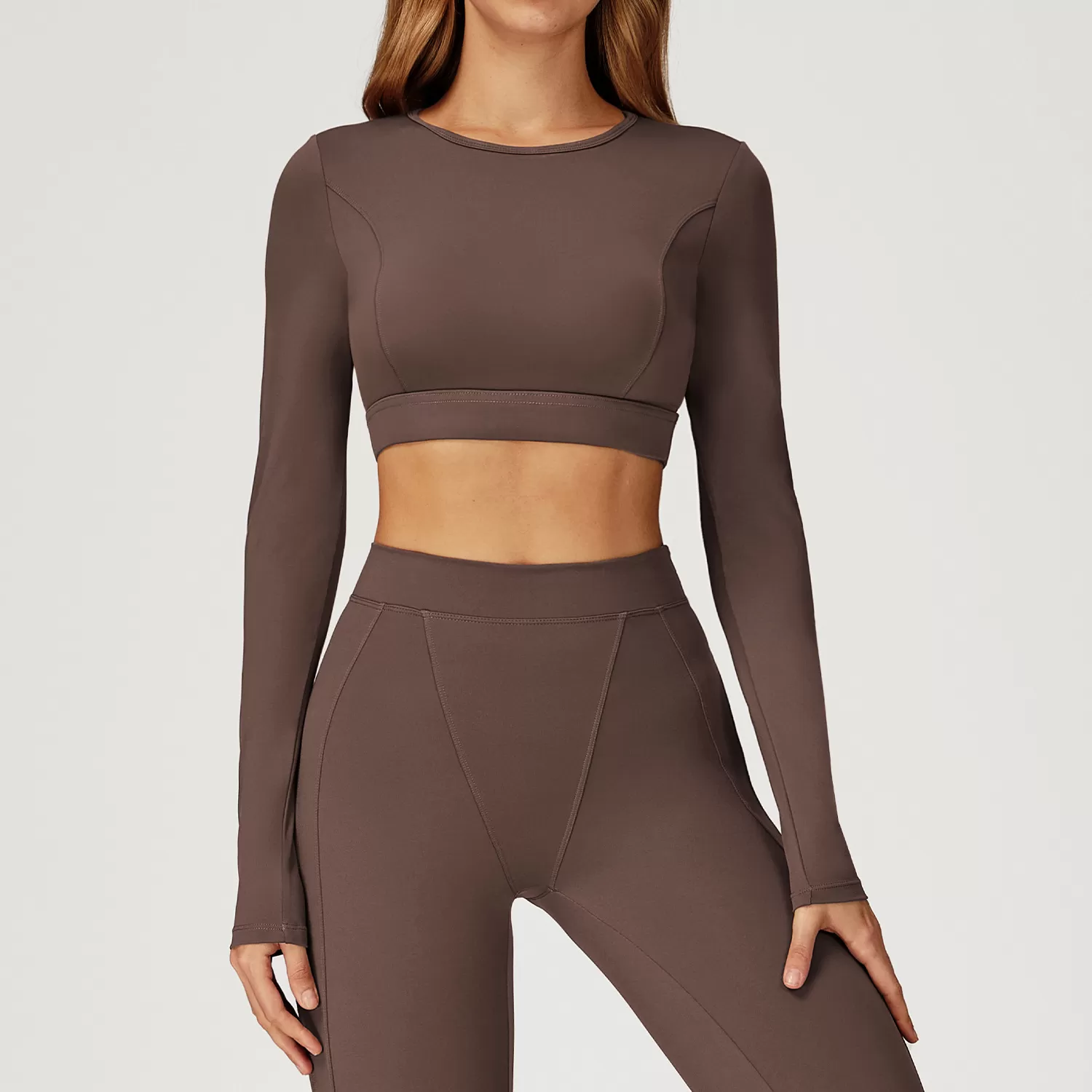 Brown long sleeves tops