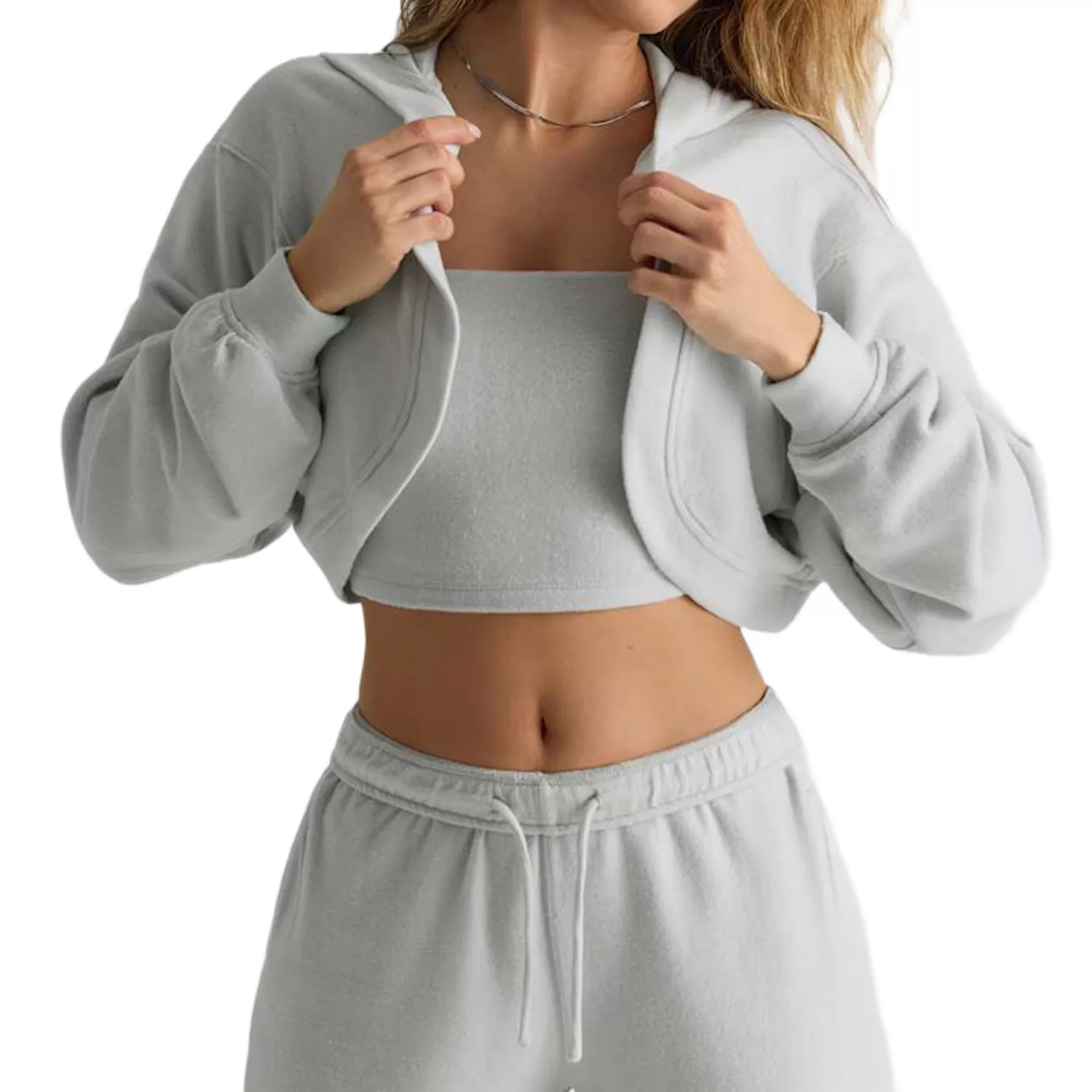 Womens Cropped Hoodie Workout Jacket Athletic Long Sleeve Sweatshirts FGB6011-1