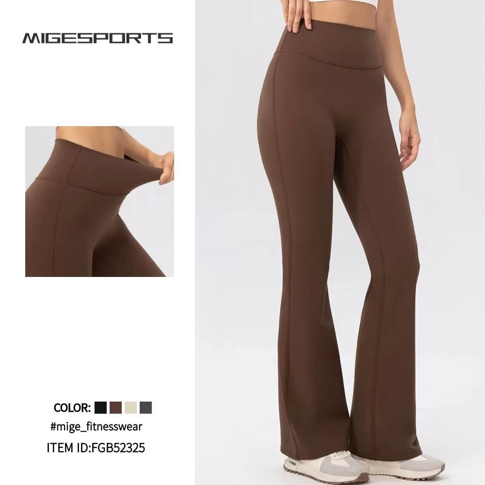 High Wide Waistband Warm Fleece Soft Flare  Pants Women's Yoga Sweat Pant FGB52325