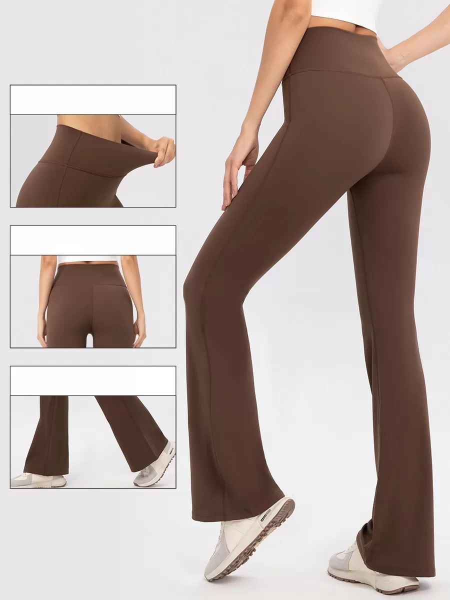 High Wide Waistband Warm Fleece Soft Flare  Pants Women's Yoga Sweat Pant FGB52325