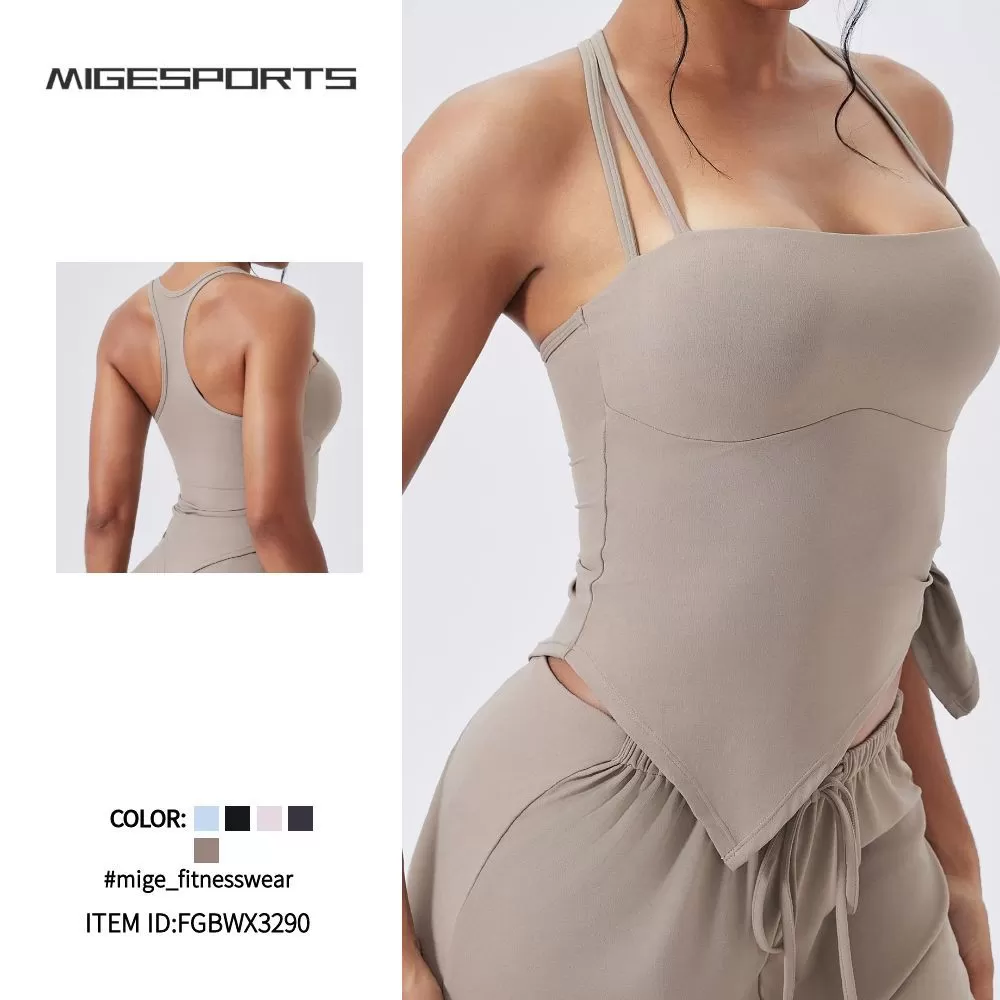 Gym Top Running Fitness Yoga Vest Stretchy Sport Bra Thin Shoulder Strap Sleeveless Tight Fitting Sports Top FGBWX3290