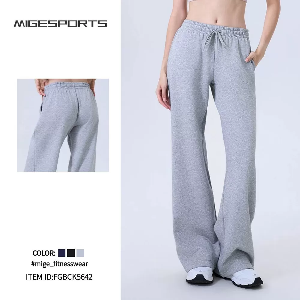 Women's Yoga Pants Casual Straight Leg Slacks Elastic Waist  Activewear Loose Women's Pants FGBCK5642