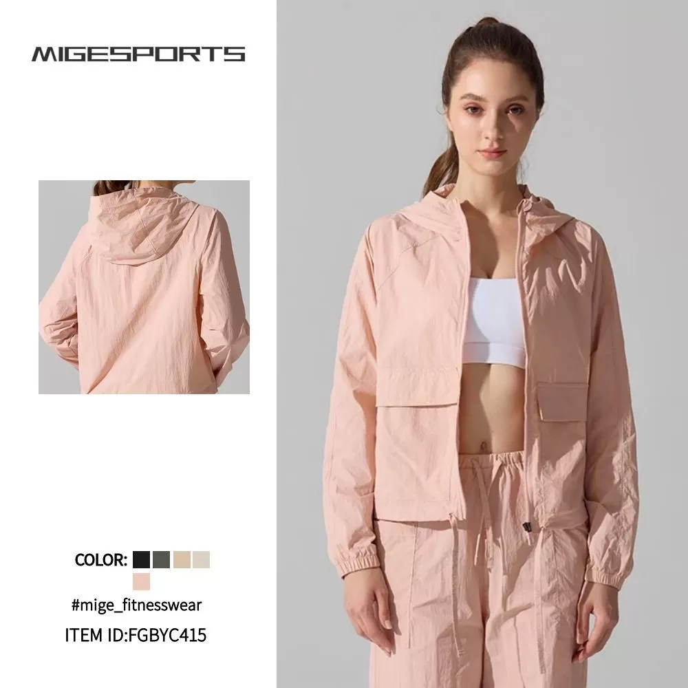 Zip Loose Casual Women Running Sports Jacket Long Sleeve Women'souter Wear Yoga Training Fitness Jacket FGBYC415