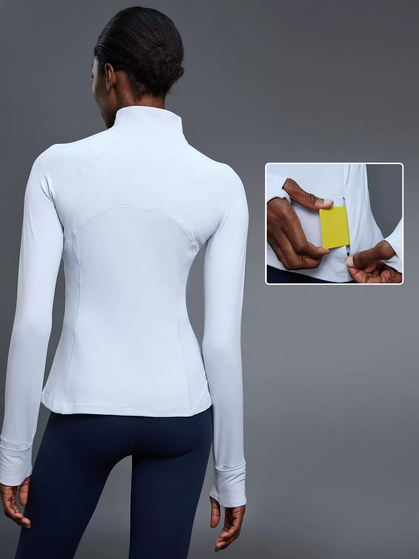 Women's Half Zip Long Sleeve  Yoga Shirt Slim Fit Fitness Sports Top With Thumb Holes FGBD25150