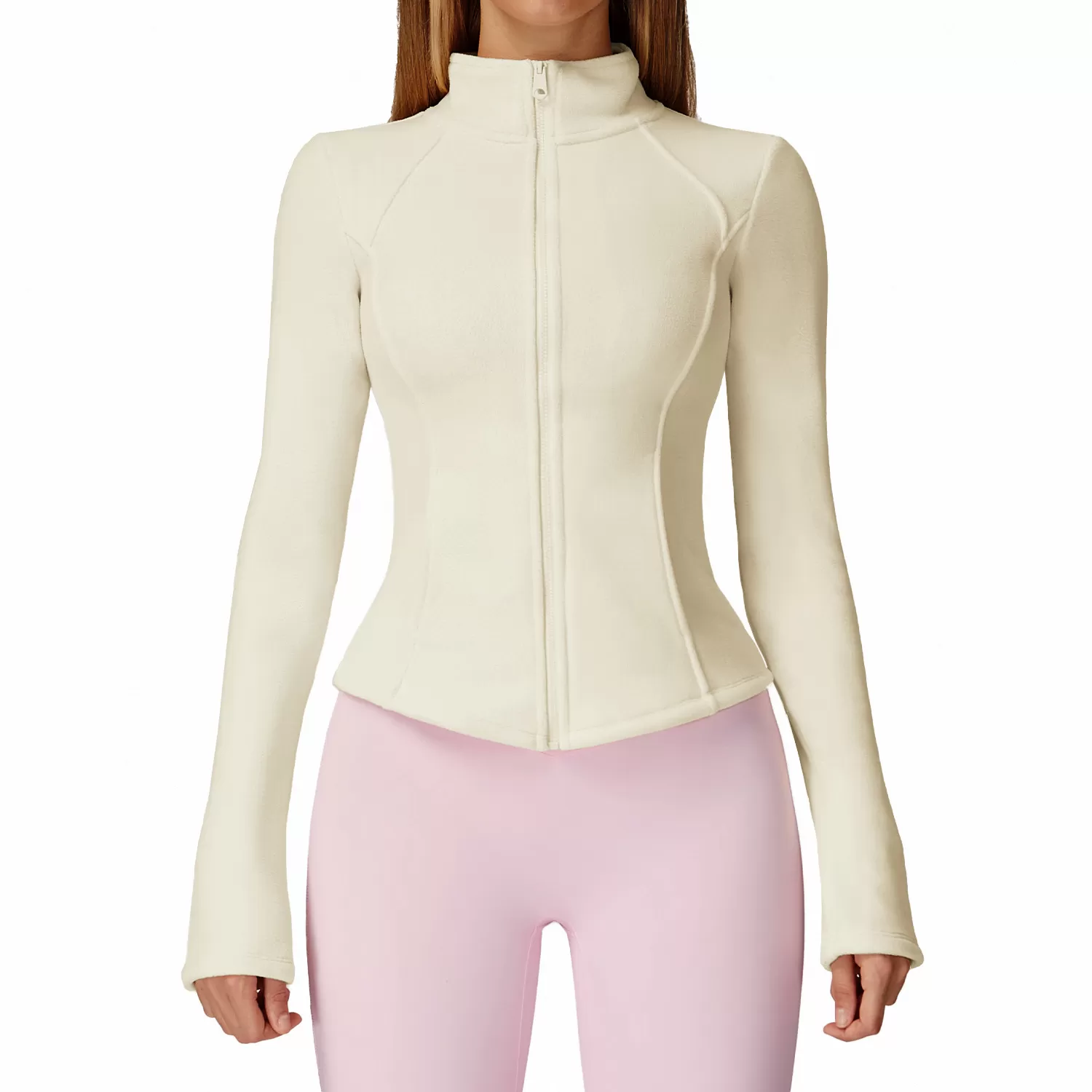Fashion New Women Stand Collar  Warm Outdoor  Coat Fleece Long Sleeve Full Zipper  With Pocket FGBWT5012