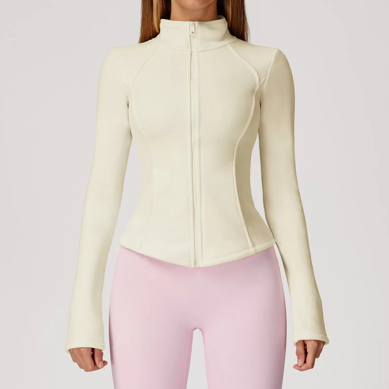 Fashion New Women Stand Collar  Warm Outdoor  Coat Fleece Long Sleeve Full Zipper  With Pocket FGBWT5012