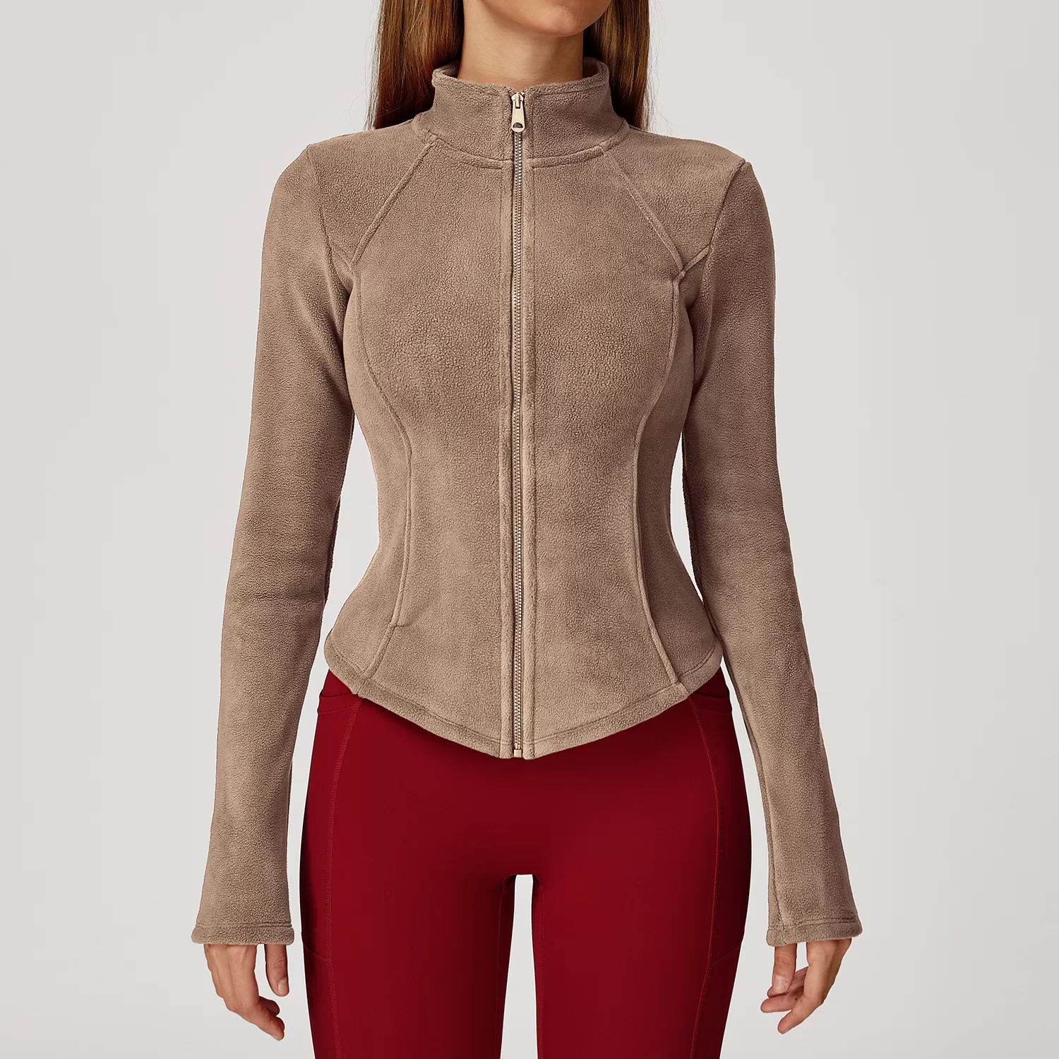 Fashion New Women Stand Collar  Warm Outdoor  Coat Fleece Long Sleeve Full Zipper  With Pocket FGBWT5012