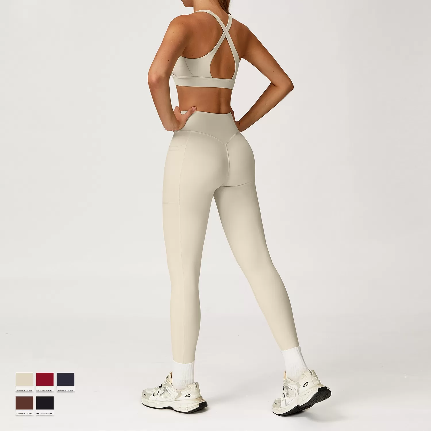 Wholesale High Quality Women Fitness Tank Top 2 Piece Active Wear Set Custom Workout Yoga Suits FGBTZ2044