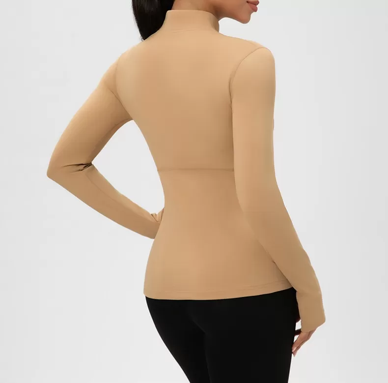 Winter Women's Slim Fleece Jackets  Stretchy Sports Yoga Top  Zipper Fitness CoatFGB52631