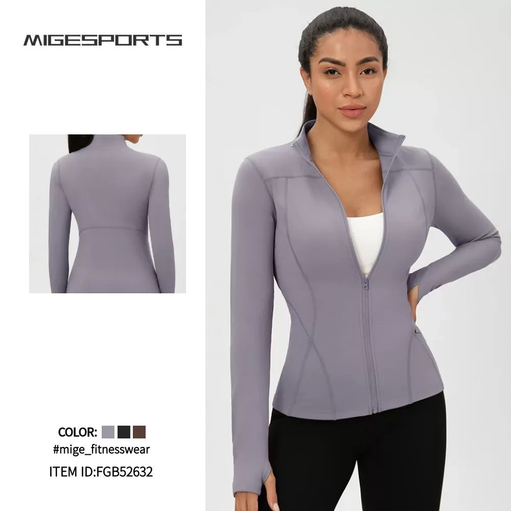 Women's Active Sports Jacket Breathable Lightweight Yoga Running Training Jacket Zipper Solid Exercise FGB52632