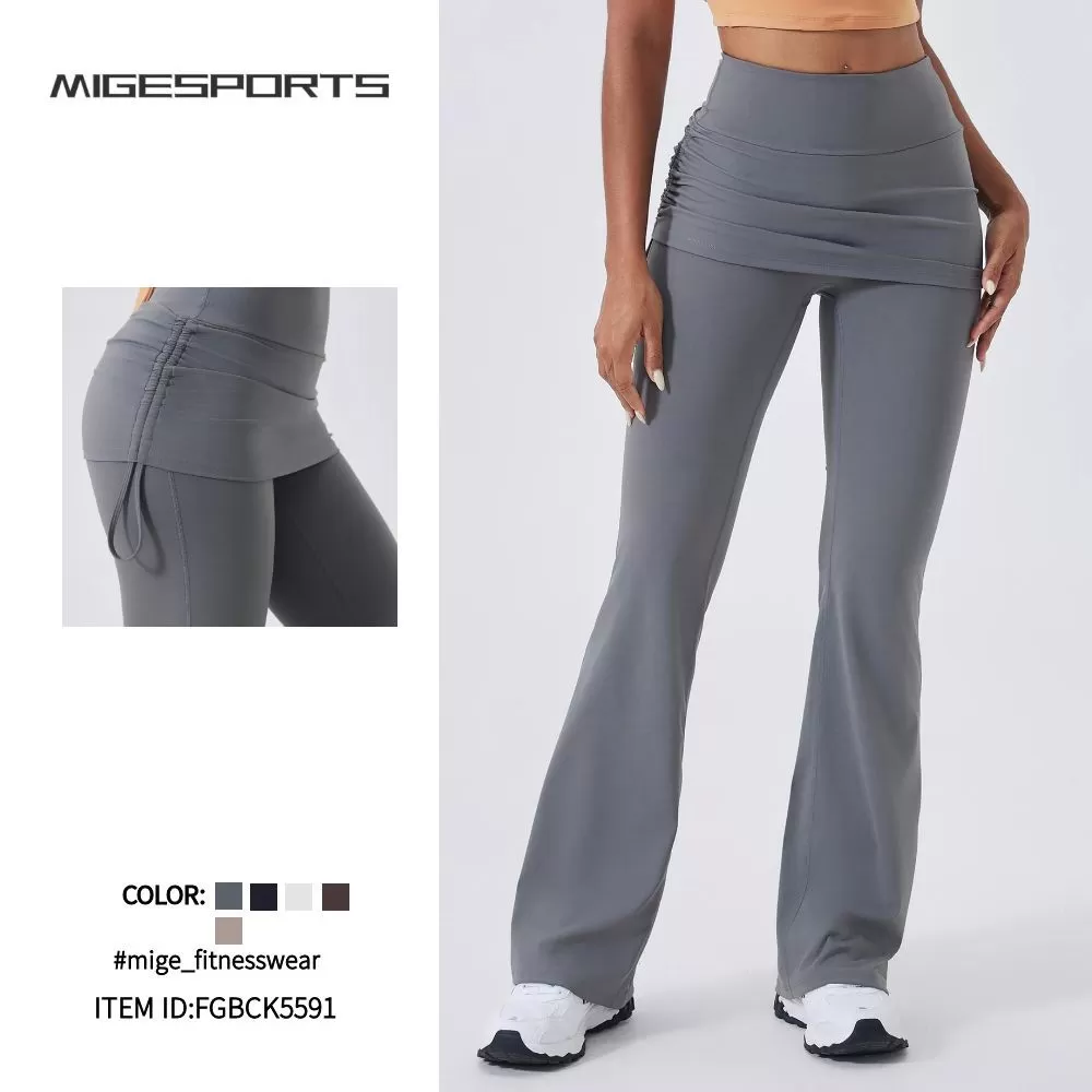 High Waist Women's Casual Sports Trousers  Nude Feeling Butt Lifting Yoga Bell-Bottom PantsFGBCK5591