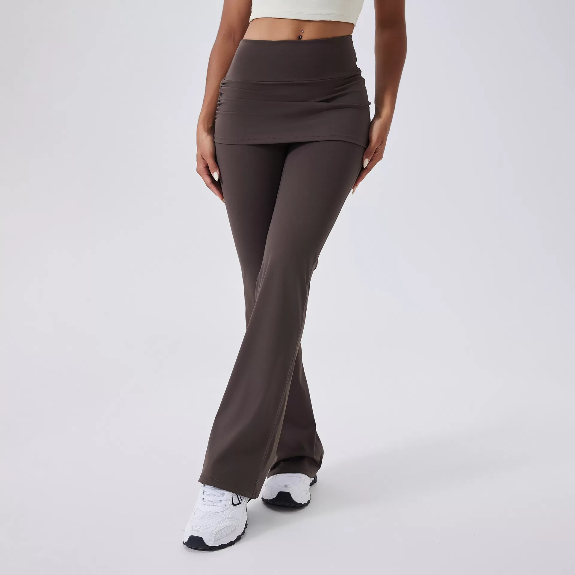 High Waist Women's Casual Sports Trousers  Nude Feeling Butt Lifting Yoga Bell-Bottom PantsFGBCK5591