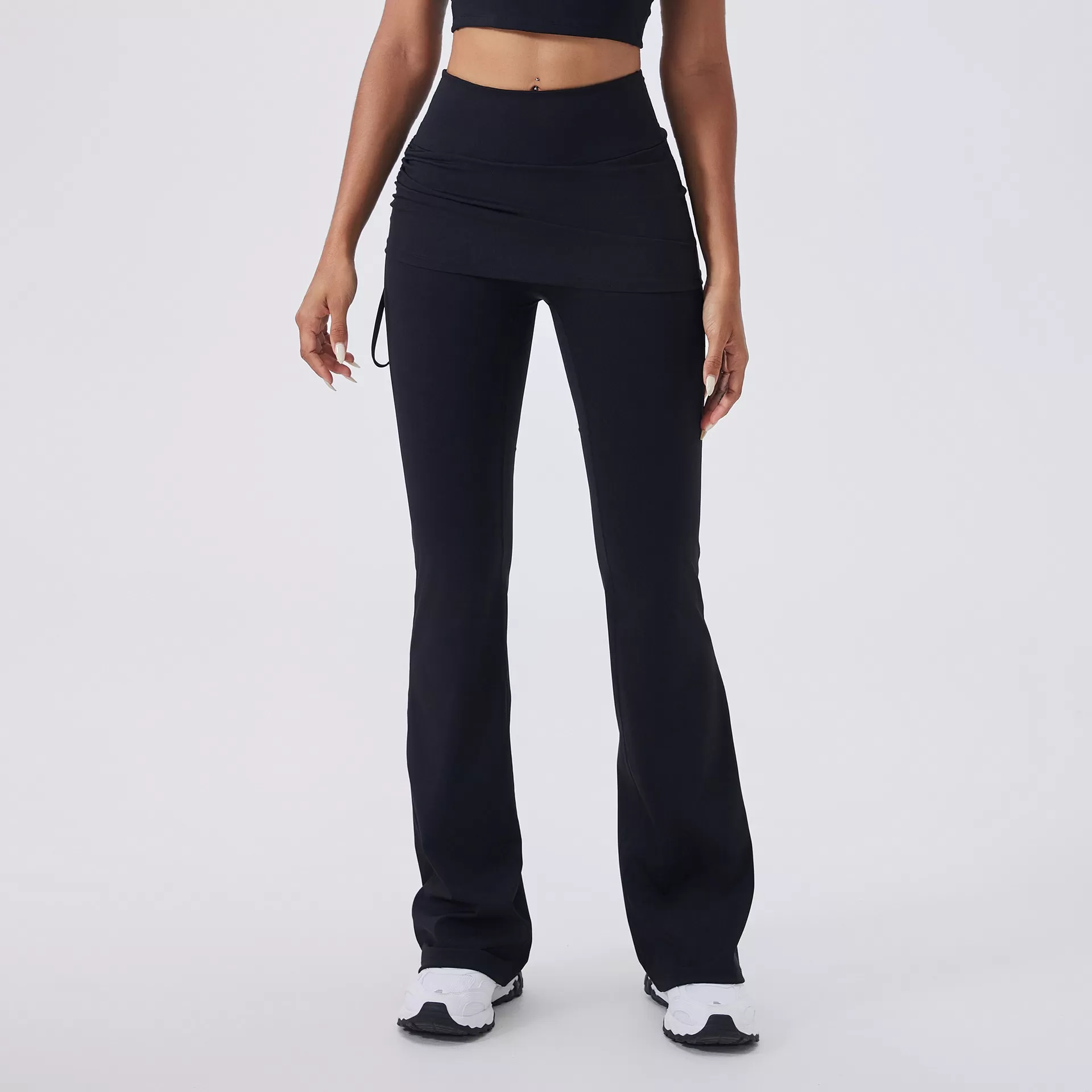 High Waist Women's Casual Sports Trousers  Nude Feeling Butt Lifting Yoga Bell-Bottom PantsFGBCK5591