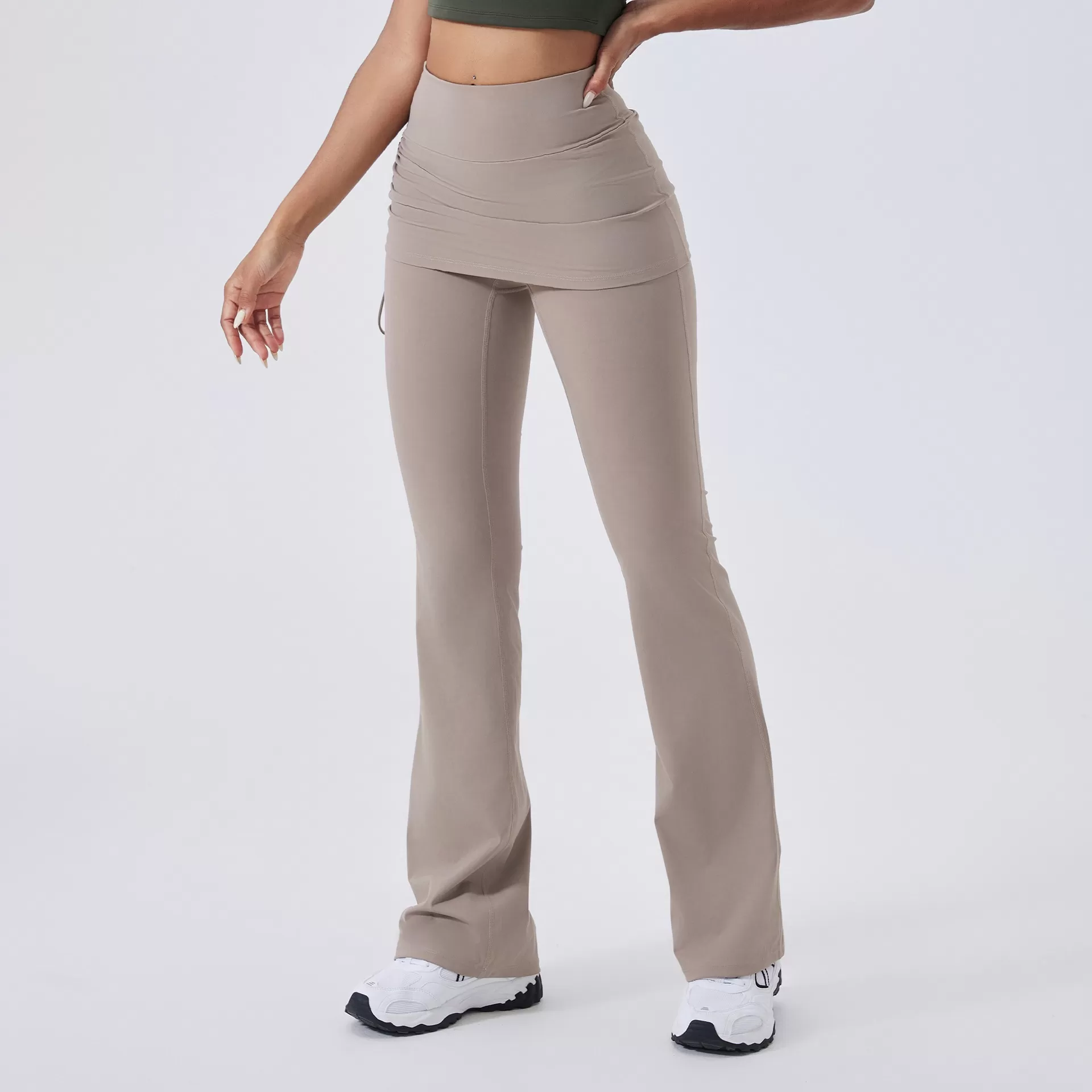 High Waist Women's Casual Sports Trousers  Nude Feeling Butt Lifting Yoga Bell-Bottom PantsFGBCK5591