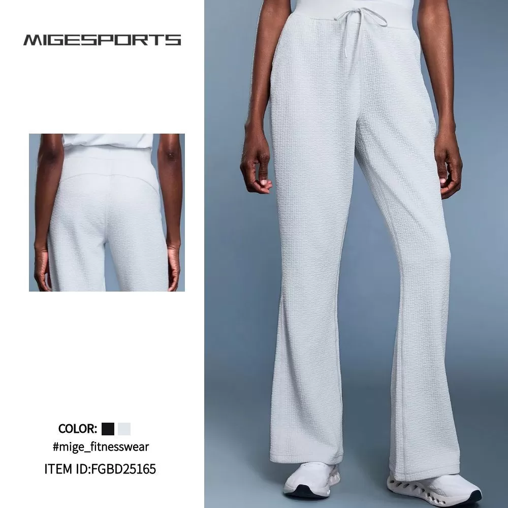 Women's Waffle Pants Casual Breathable Drawstring Plain Color for Autumn SeasonFGBD25165