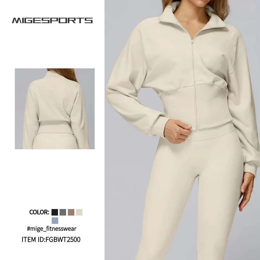 New Style Women's  Sports Jacket Solid Color Outdoor Coat  Zipper Yoga JacketFGBEWT2500