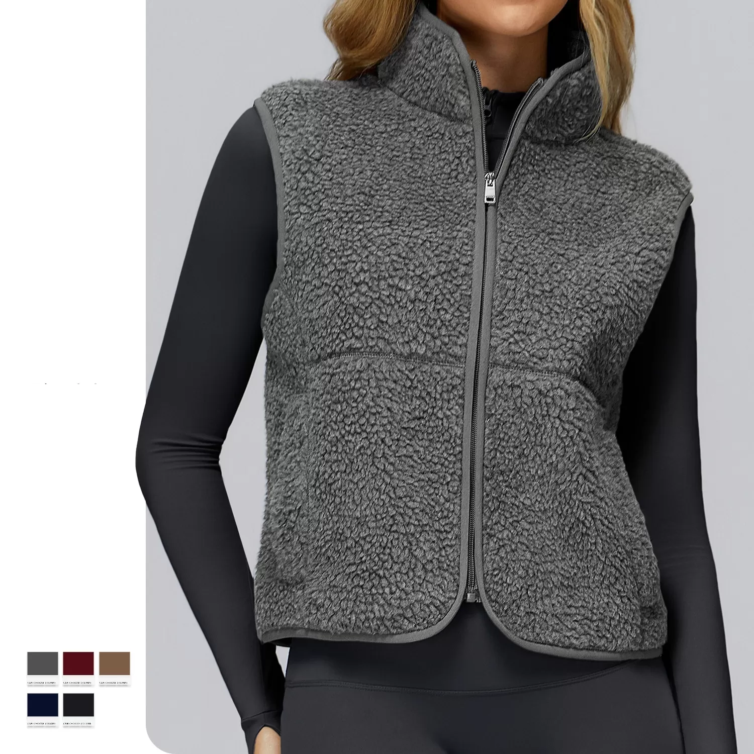 Fleece Vest Zip-Up Jacket for Running & Outdoor TrainingFGBEWT9500