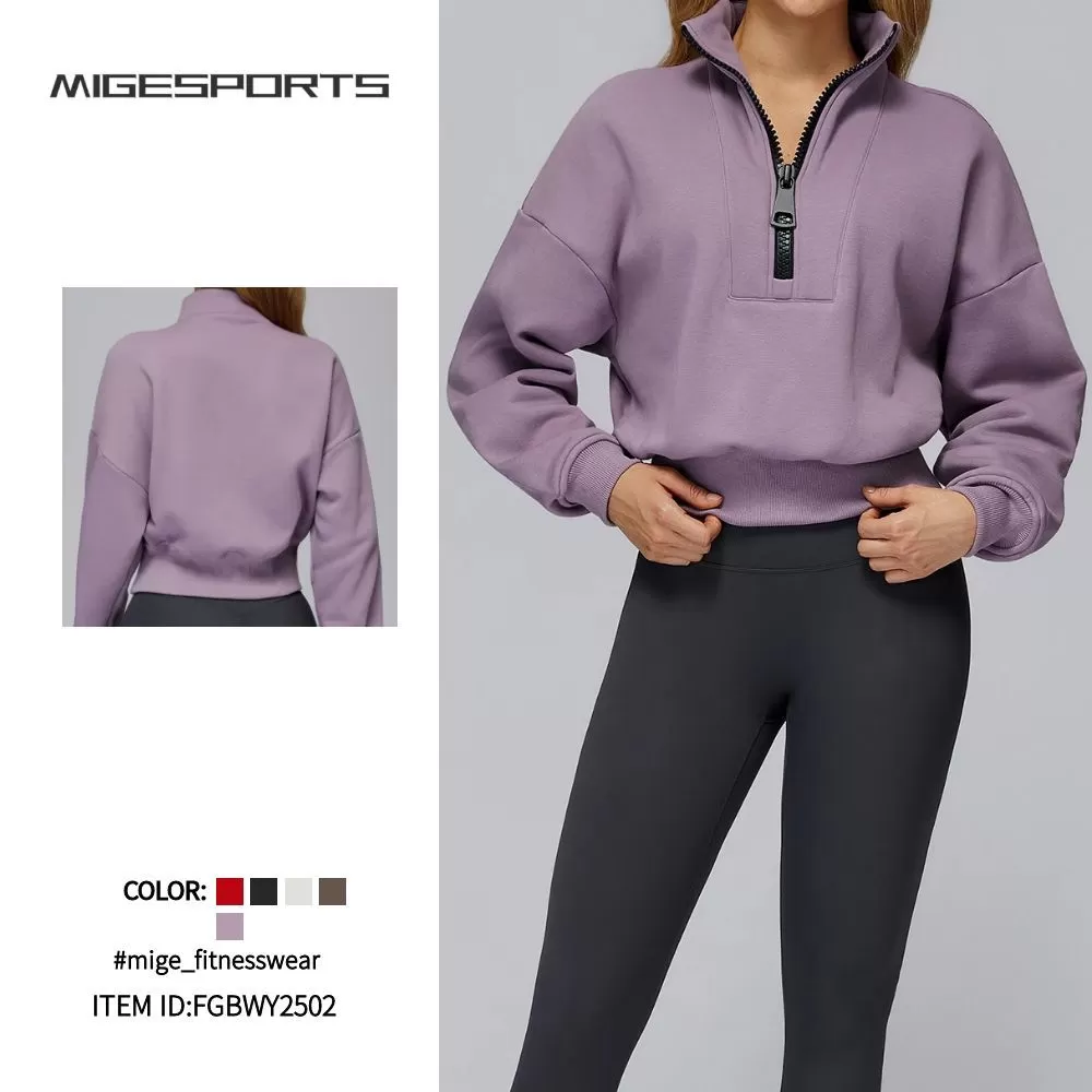 Half Zipper Stand Collar Yoga Clothes Women's Sports Sweatshirt Loose Casual Yoga Tops WomenFGBEWY2502
