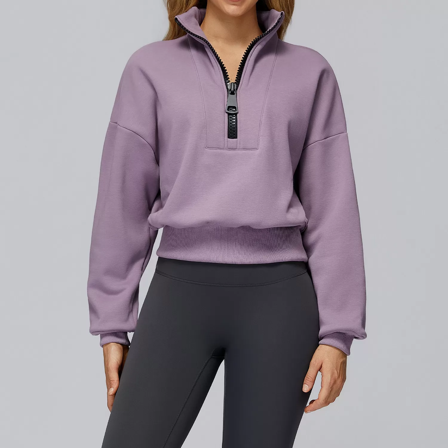 Half Zipper Stand Collar Yoga Clothes Women's Sports Sweatshirt Loose Casual Yoga Tops WomenFGBEWY2502