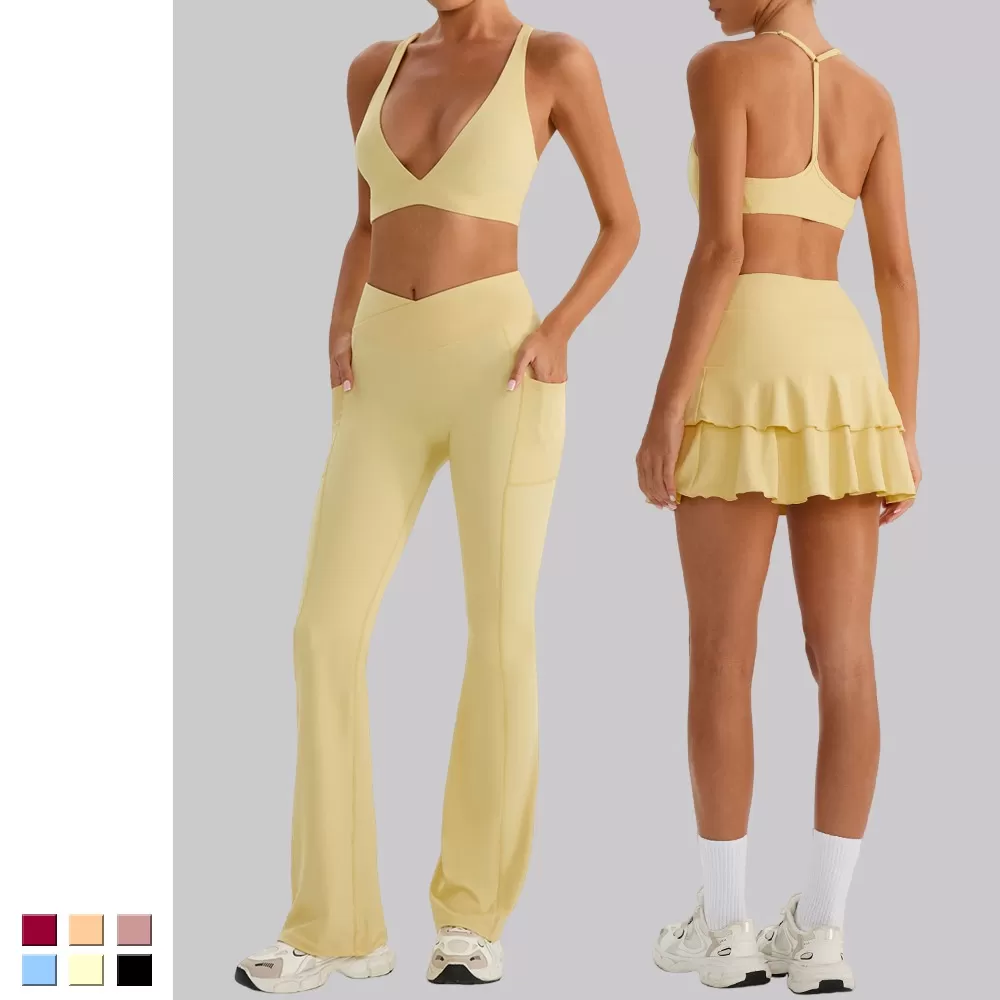 Women Bra  Short Skirt Yoga Sets Gym Sets  Running Clothes SportswearFGBYW576+KW445