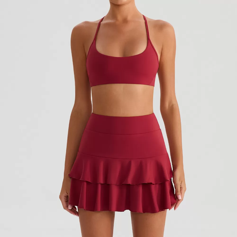 Women Bra  Short Skirt Yoga Sets Gym Sets  Running Clothes SportswearFGBYW576+KW445