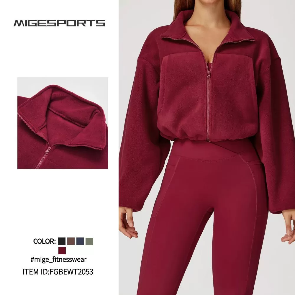 Pocket Outdoor Sportswear Fitness Wholesale Sports Yoga Gym Custom Running Women's Jackets FGBEWT2053