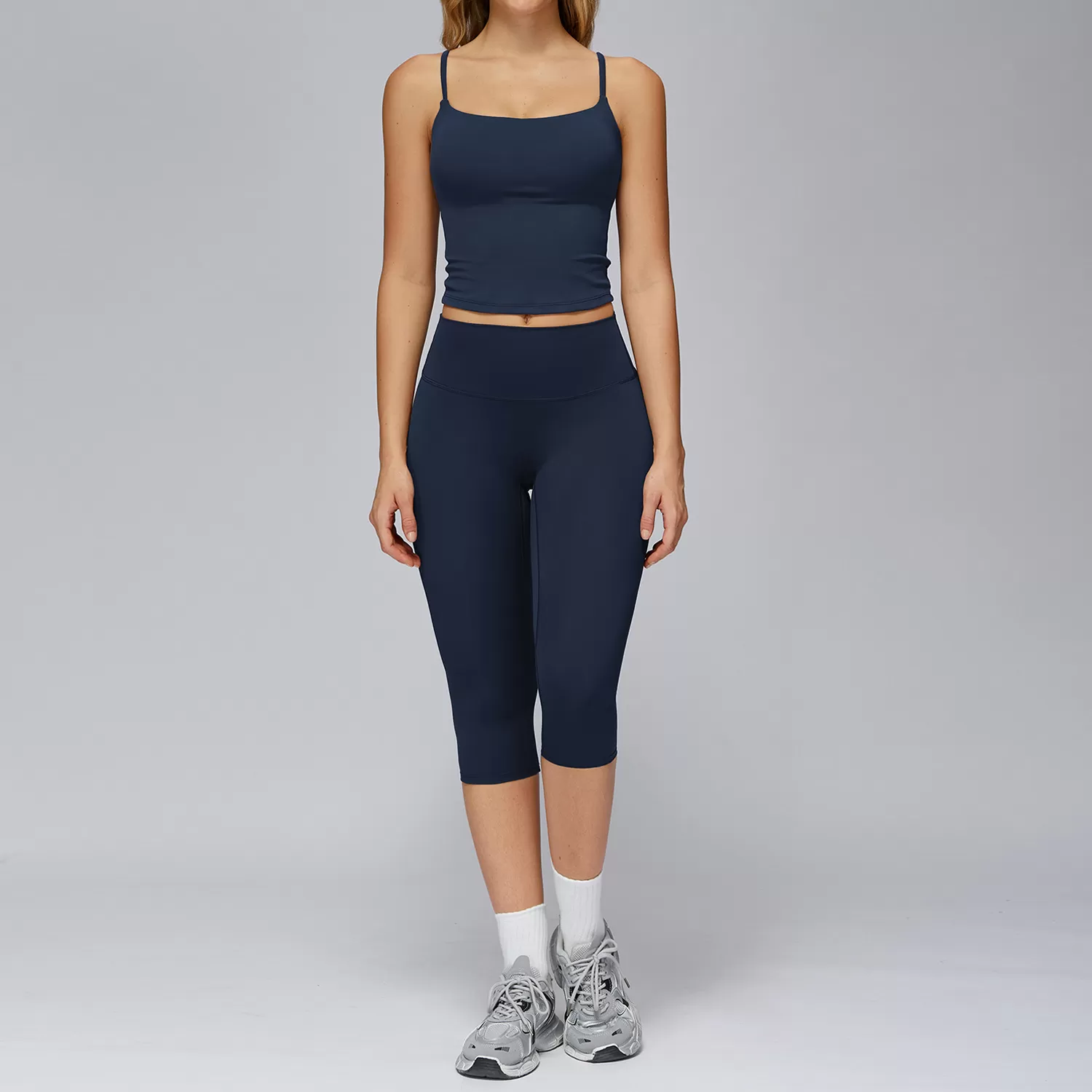 Navy singlets+3/4 Length leggings