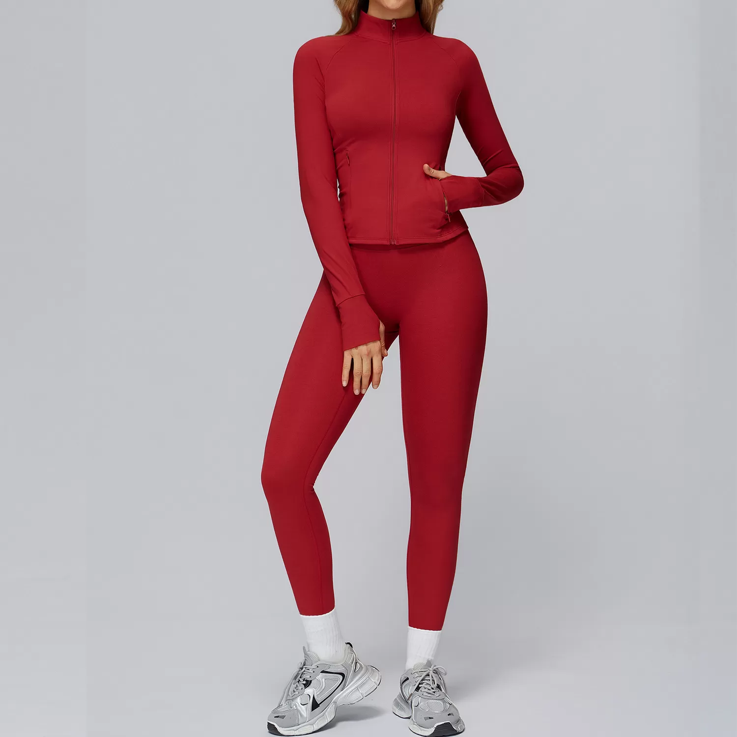 Women's Slim Fit Fitness Running Sport Jacket Full Zipper Long Sleeve Yoga Clothes Breathable Quick Dry Yoga JacketsFGBTZ4510