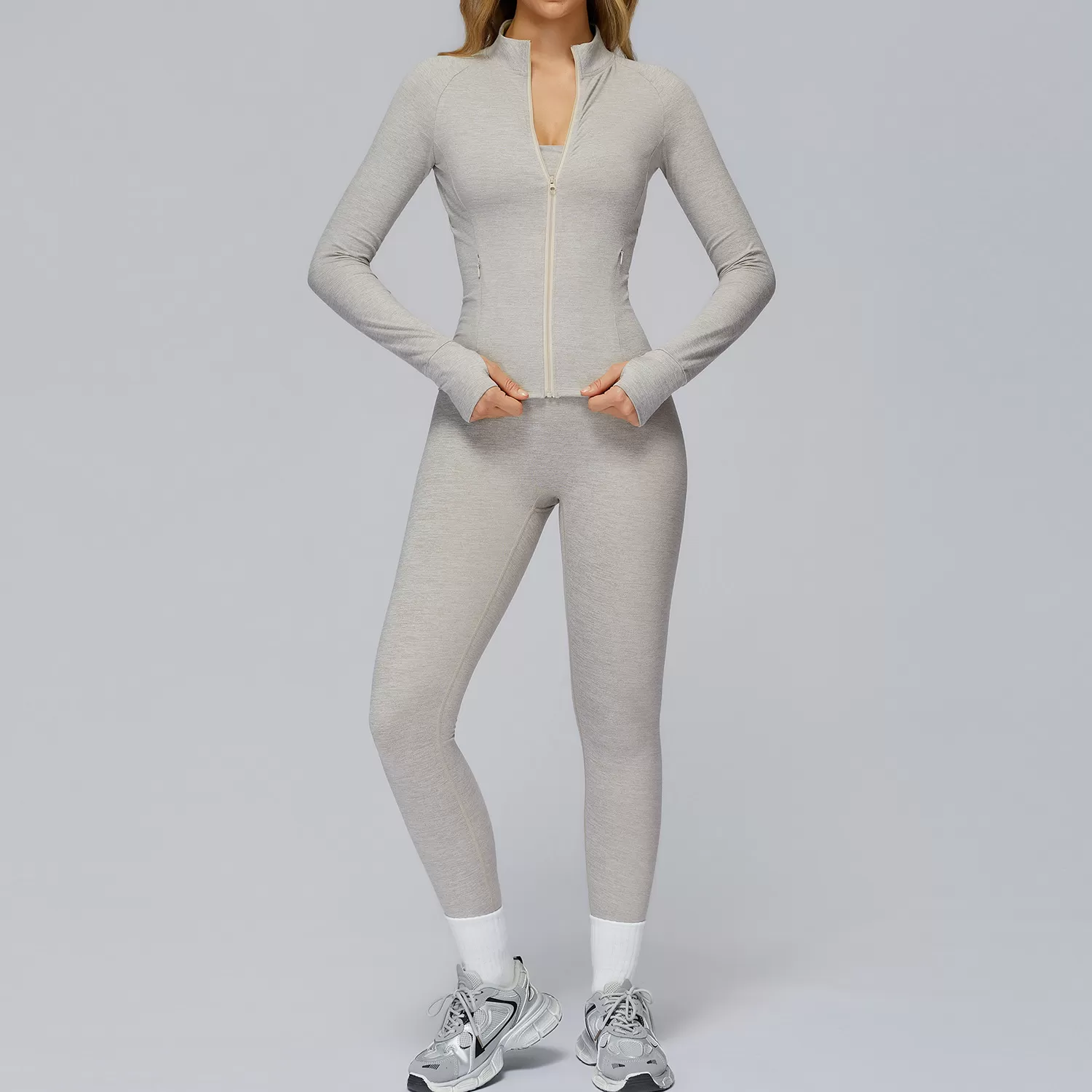 Women's Slim Fit Fitness Running Sport Jacket Full Zipper Long Sleeve Yoga Clothes Breathable Quick Dry Yoga JacketsFGBTZ4510