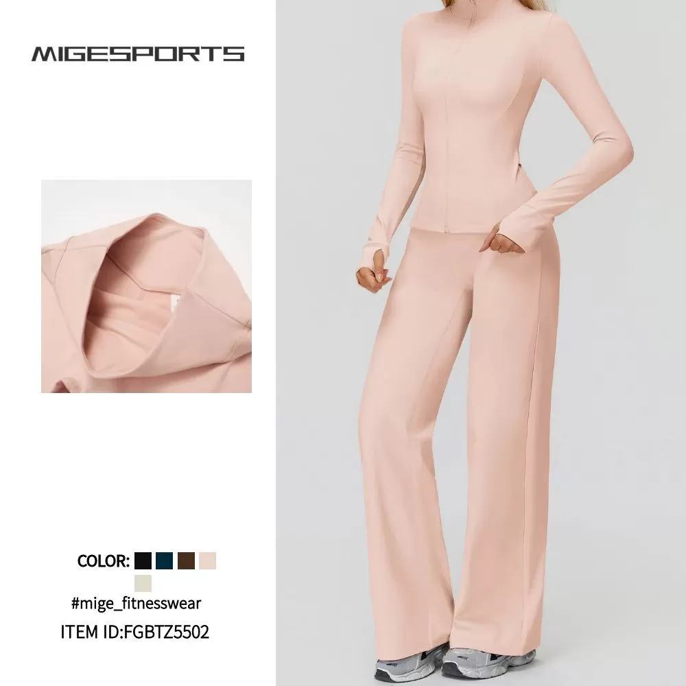 Women's High Quality Buttery Soft Popular Women Long Sleeve Gym Training Fitness Outer Wear Jackets Yoga Pants SetFGBTZ5502