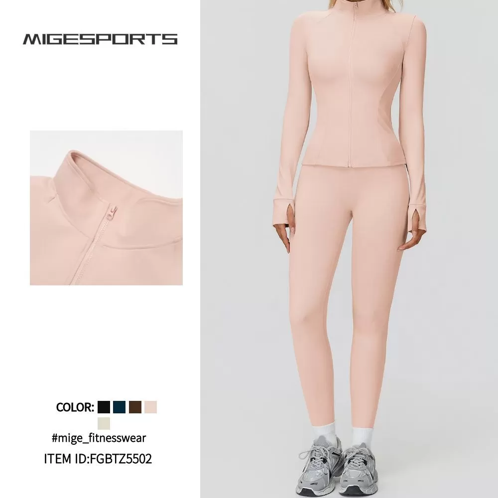 New Arrival Yoga Set Workout Sportswear Gym Clothing Fitness Long Sleeve 2 Piece Top Legging WomenFGBTZ5502