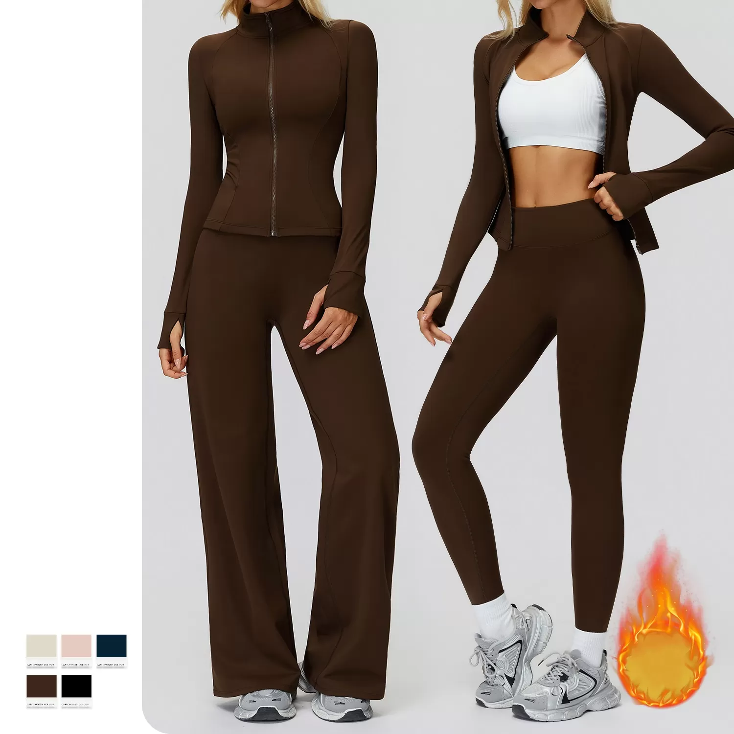 New Arrival Yoga Set Workout Sportswear Gym Clothing Fitness Long Sleeve 2 Piece Top Legging WomenFGBTZ5502