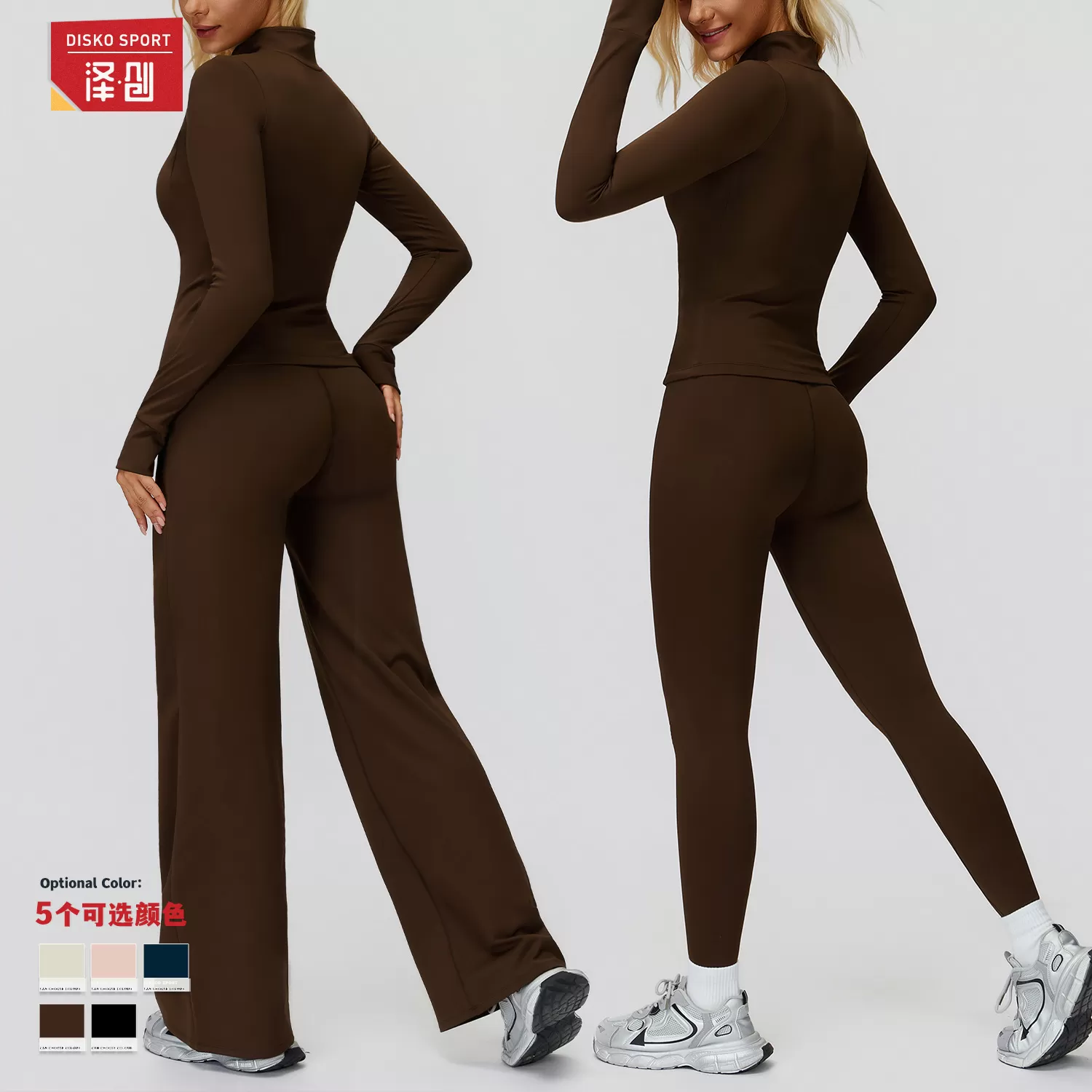 New Arrival Yoga Set Workout Sportswear Gym Clothing Fitness Long Sleeve 2 Piece Top Legging WomenFGBTZ5502