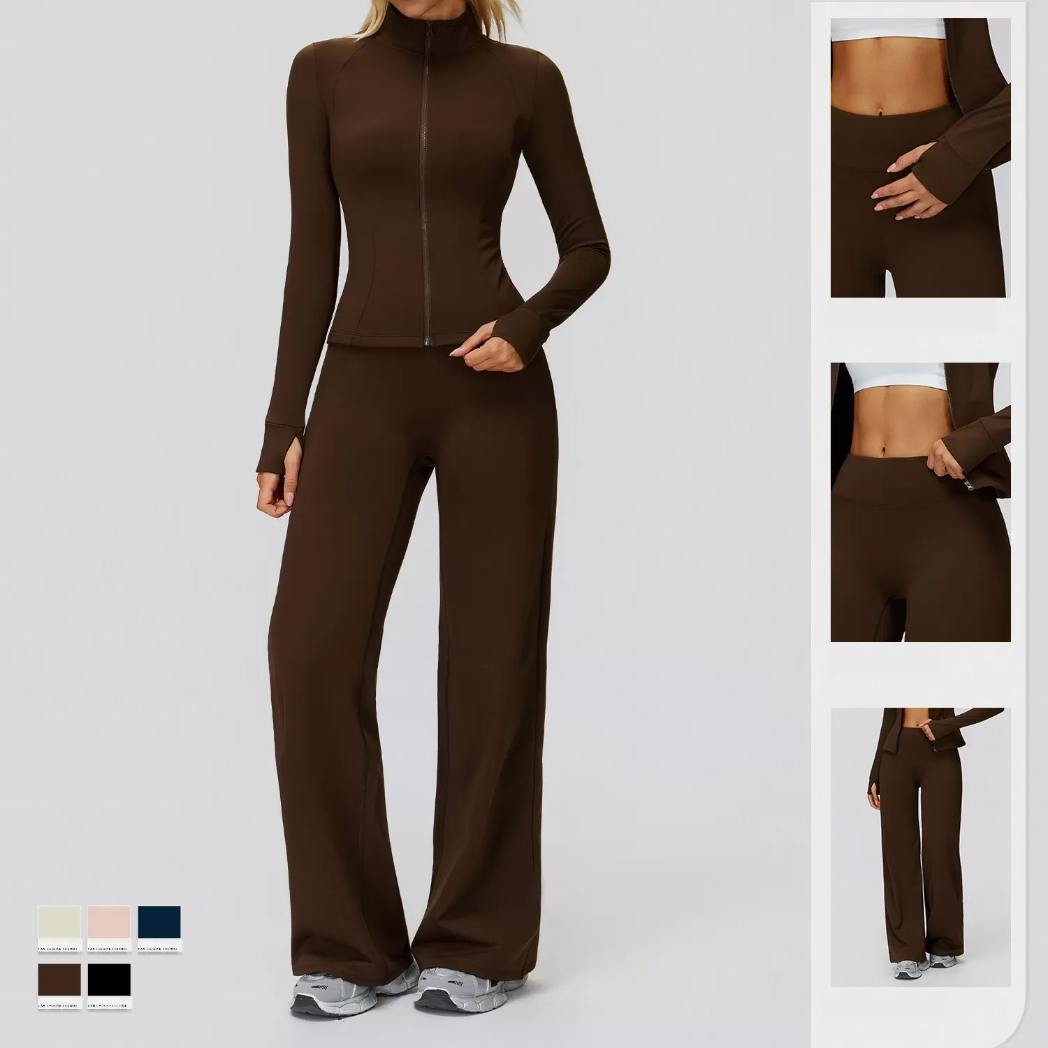 New Arrival Yoga Set Workout Sportswear Gym Clothing Fitness Long Sleeve 2 Piece Top Legging WomenFGBTZ5502