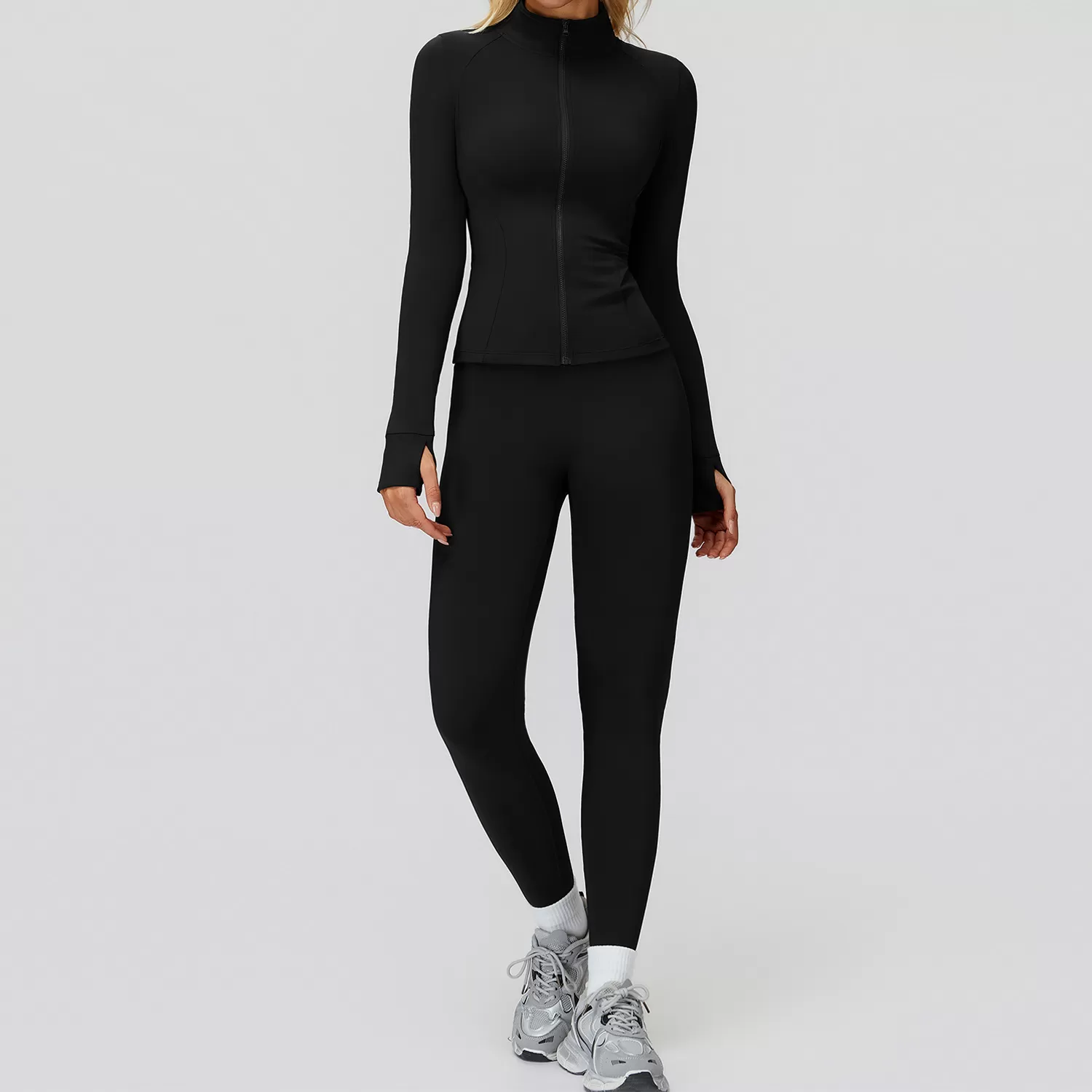 New Arrival Yoga Set Workout Sportswear Gym Clothing Fitness Long Sleeve 2 Piece Top Legging WomenFGBTZ5502
