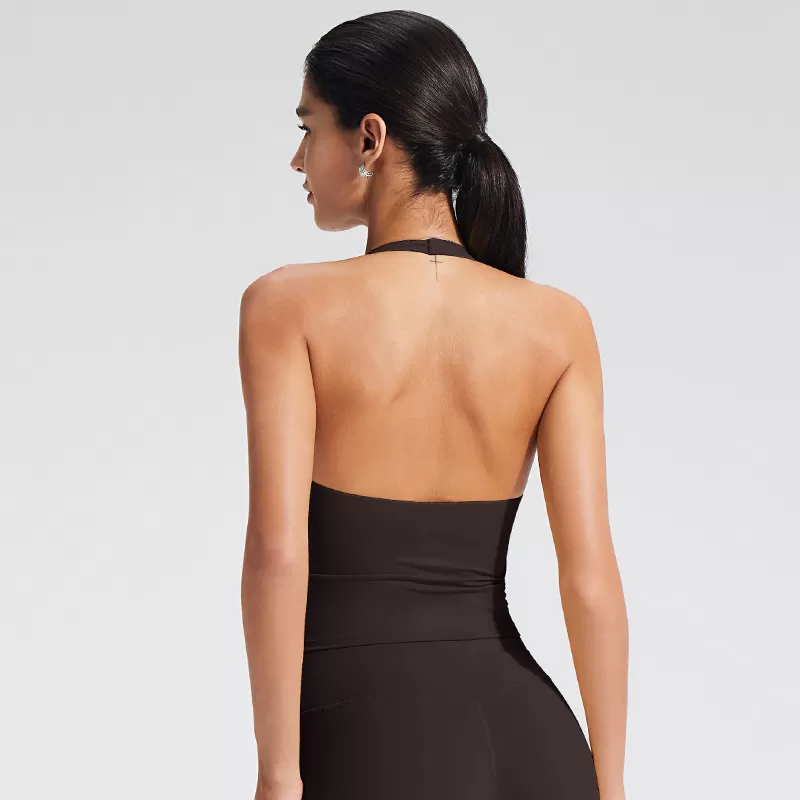 Hollowed-out Beautiful Back Nude Feeling Halter Neck Singlet Breathable Fitness Bra Women Yoga WearFGBYB1346