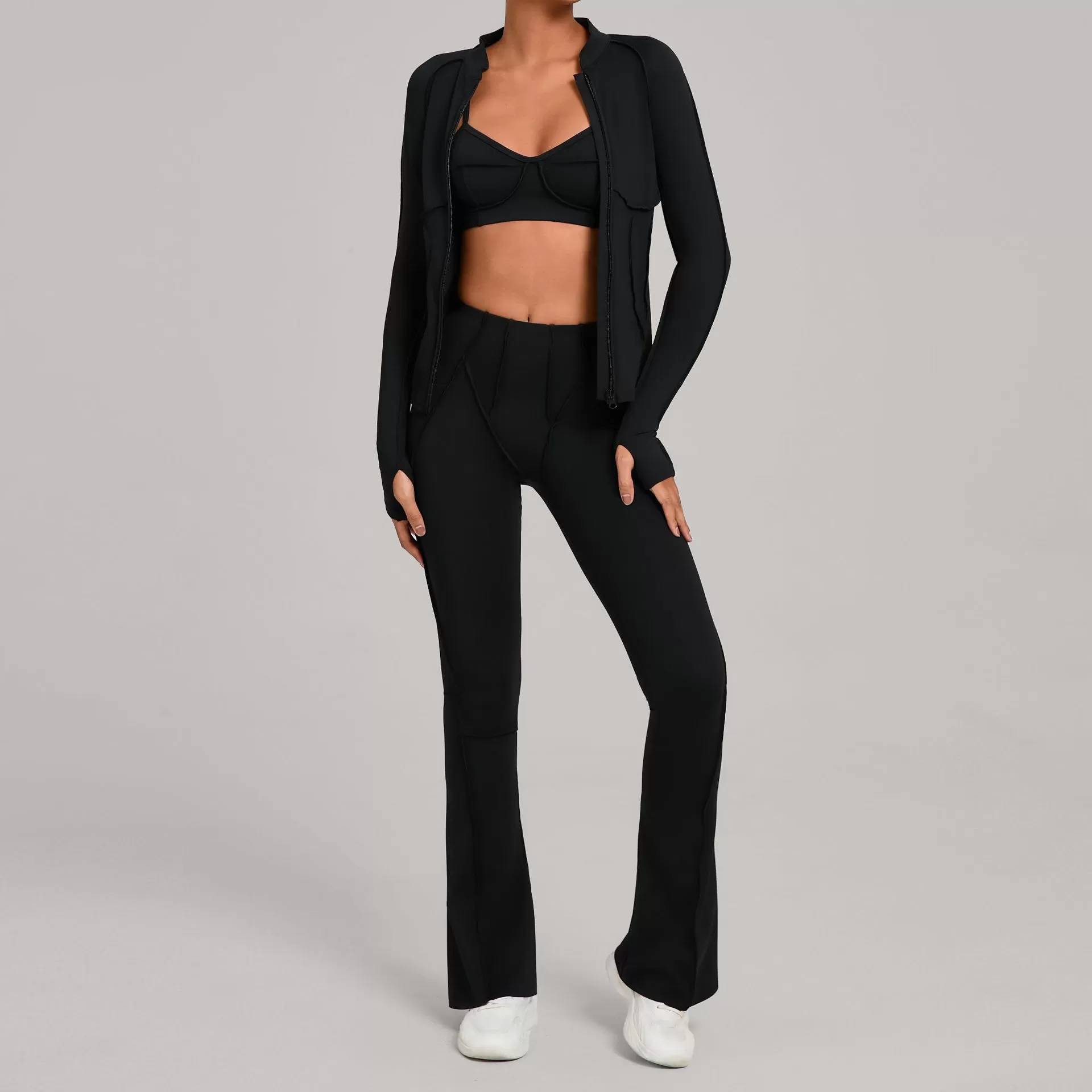 Black jackets+bra+pants