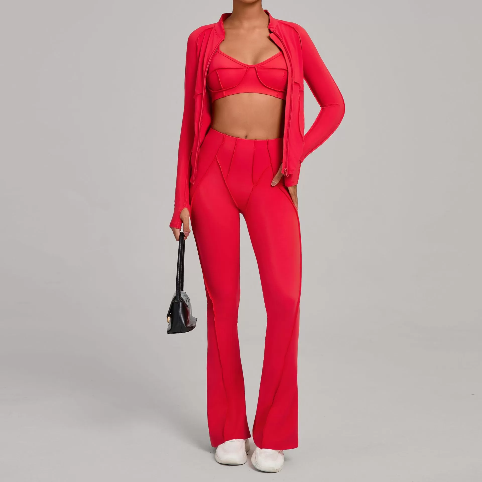 Red jackets+bra+pants