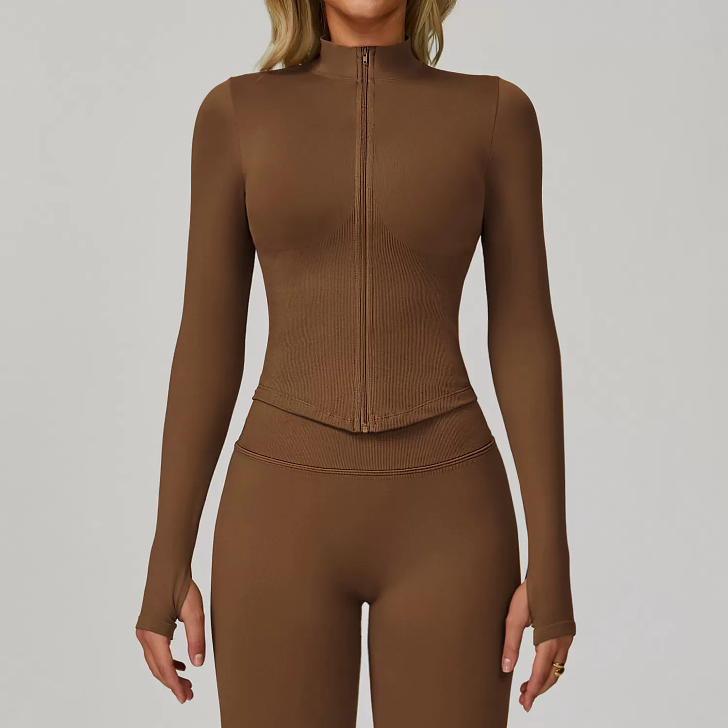 Sports Jacket Women Lightweight Silk Breathable Long Sleeve Full Zip Solid for Yoga Running Training Gym Fitness FGBDWT7725