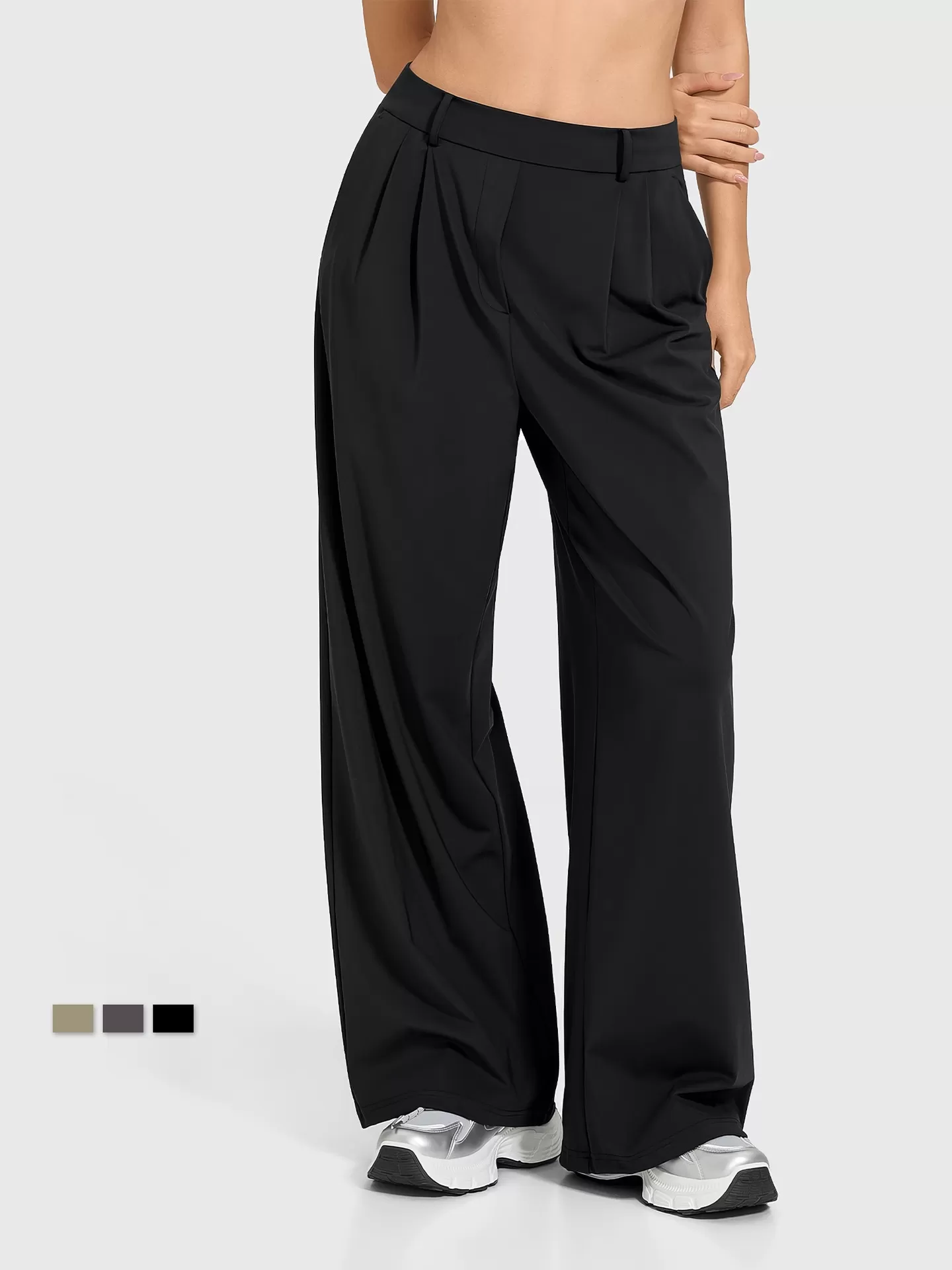 Women's High Waist Breathable Straight Leg Yoga Pants High Quality Casual Loose Active Pants FGBK8-015